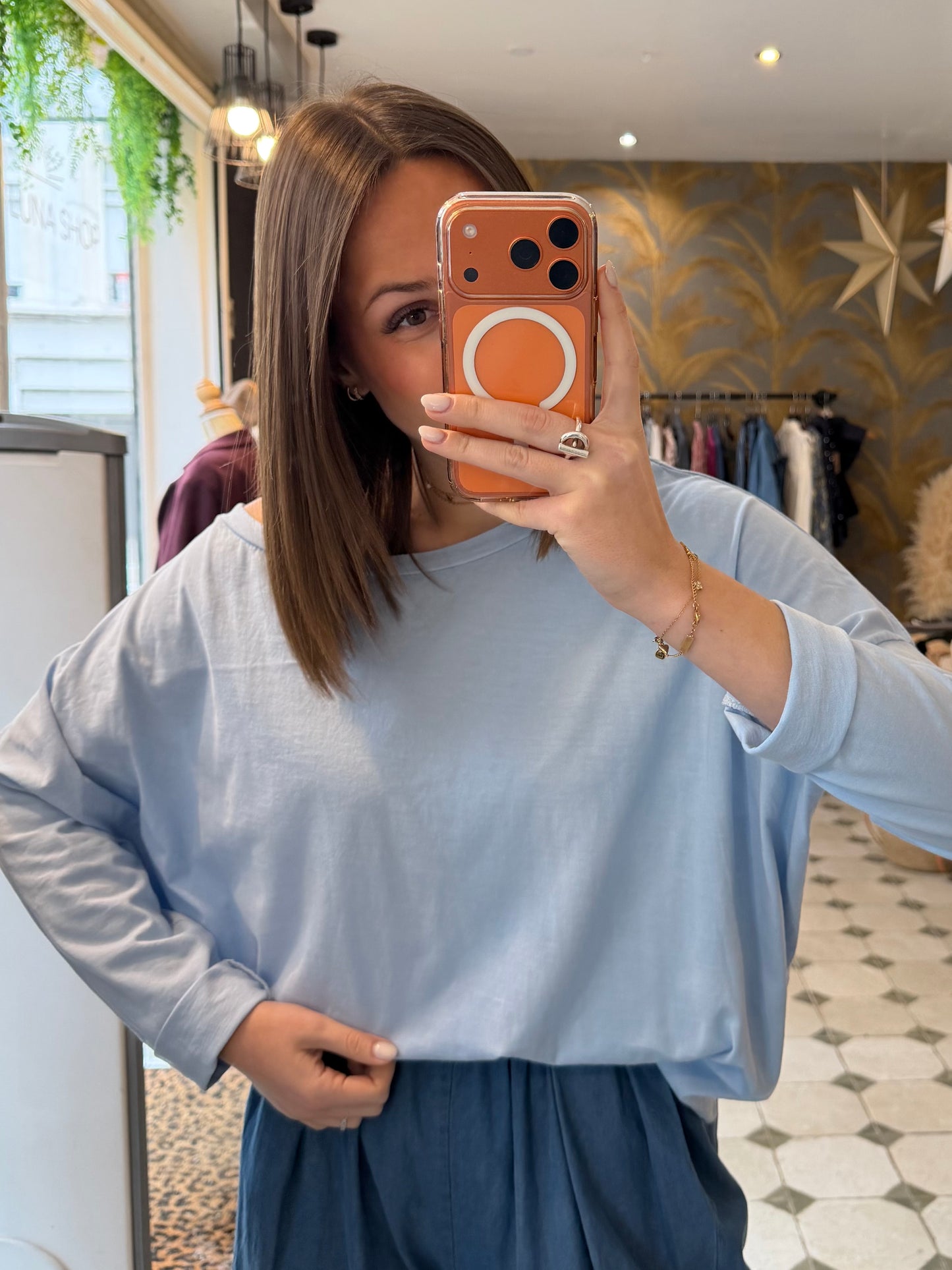 T-Shirt Col Bateau bleu clair - Johanna Paris