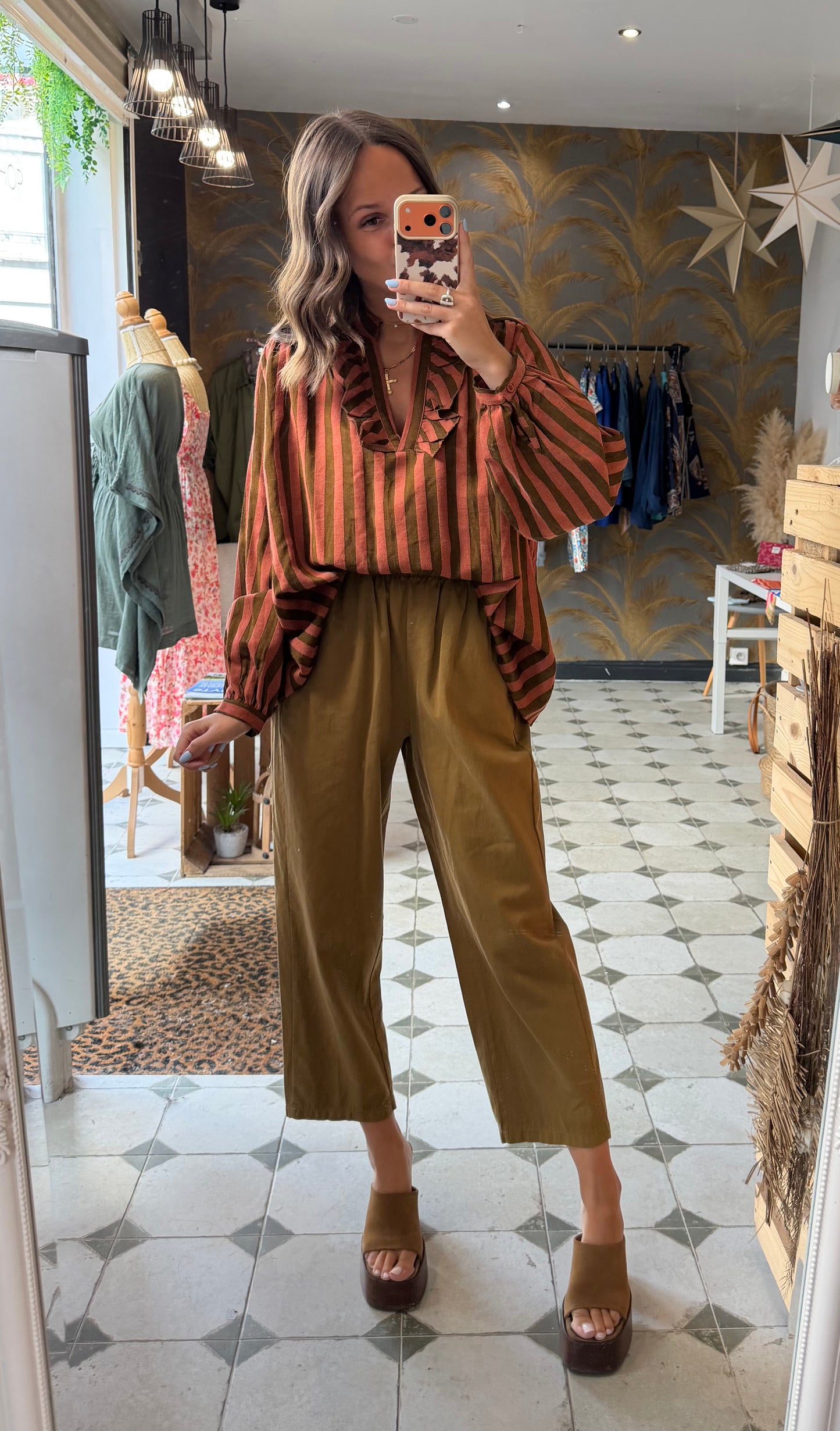 Blouse Aria rayé terracota - Johanna Paris