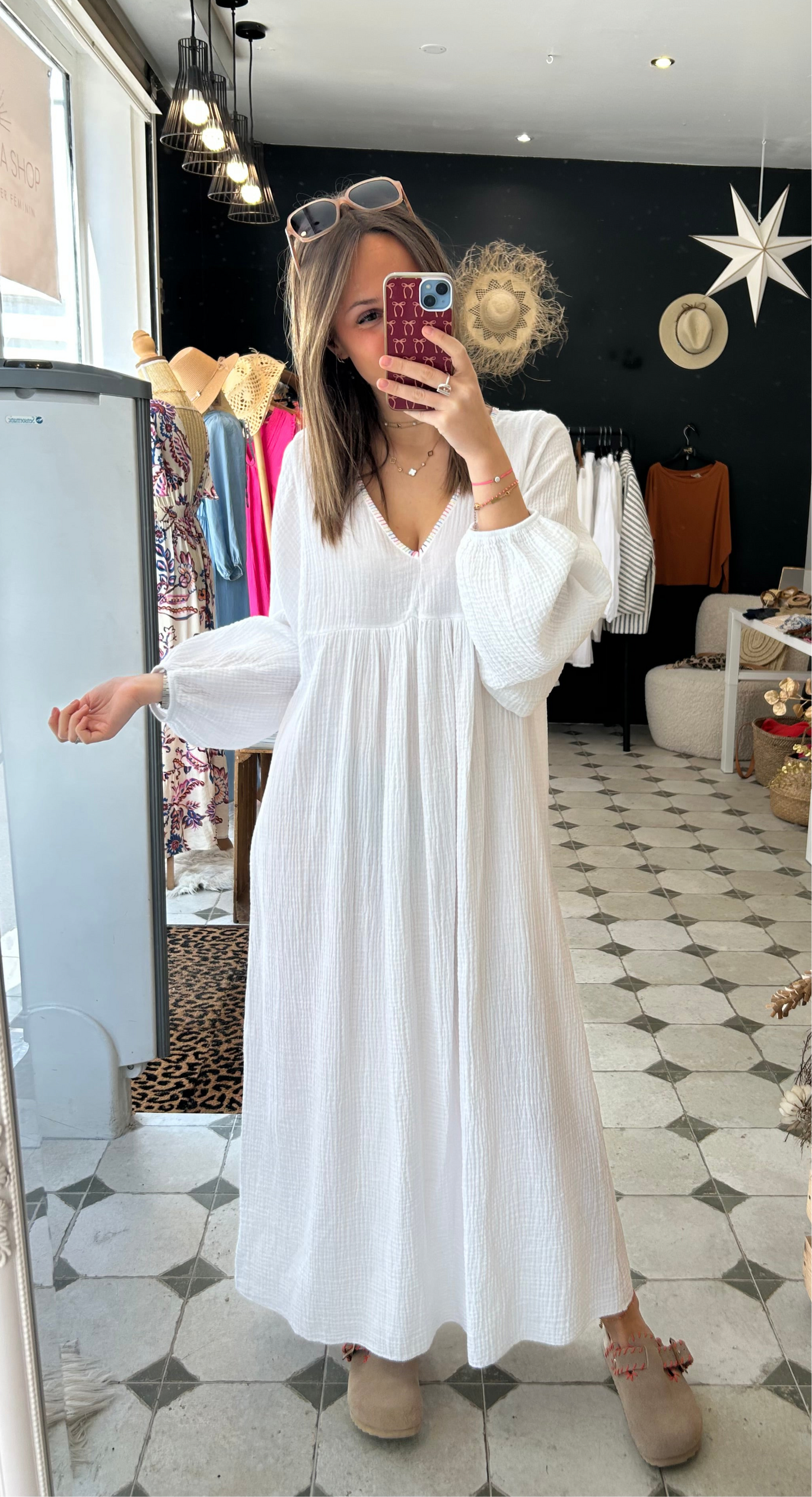 Robe longue en gaze de coton