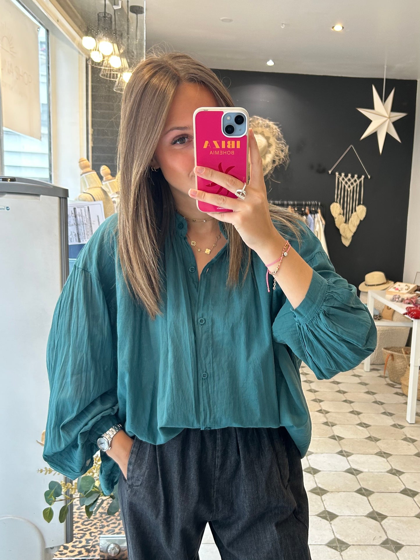 Chemise Clémentine bleu canard - Johanna Paris