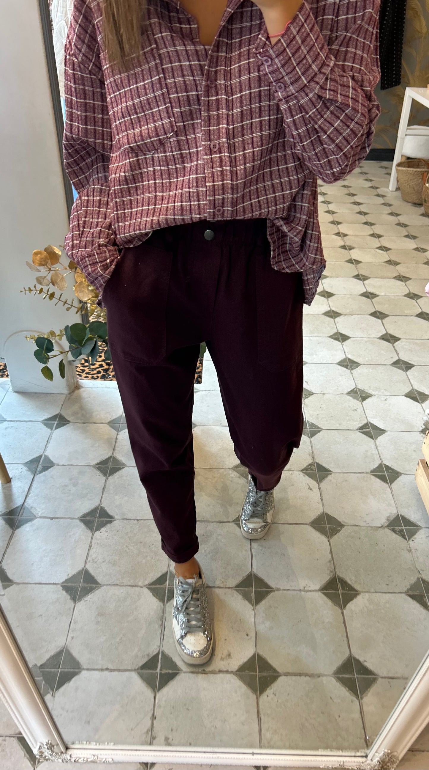 Pantalon en Toile prune - Johanna Paris