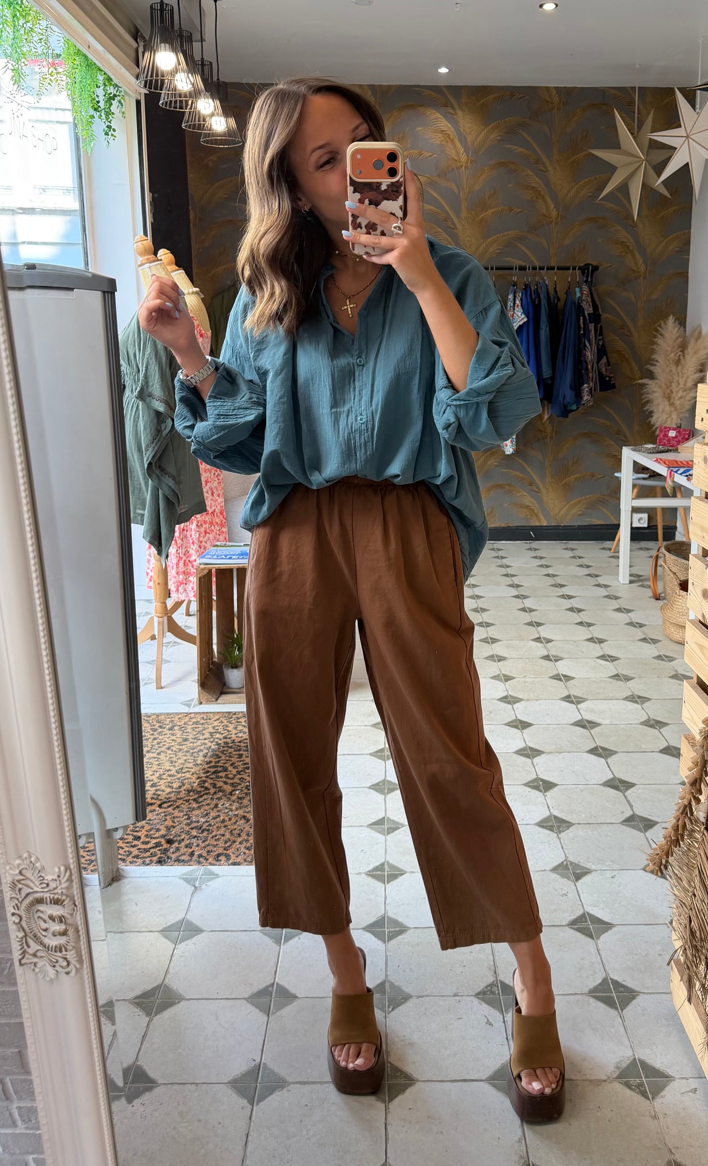 Pantalon Magique en toile mi-saison caramel - Johanna Paris