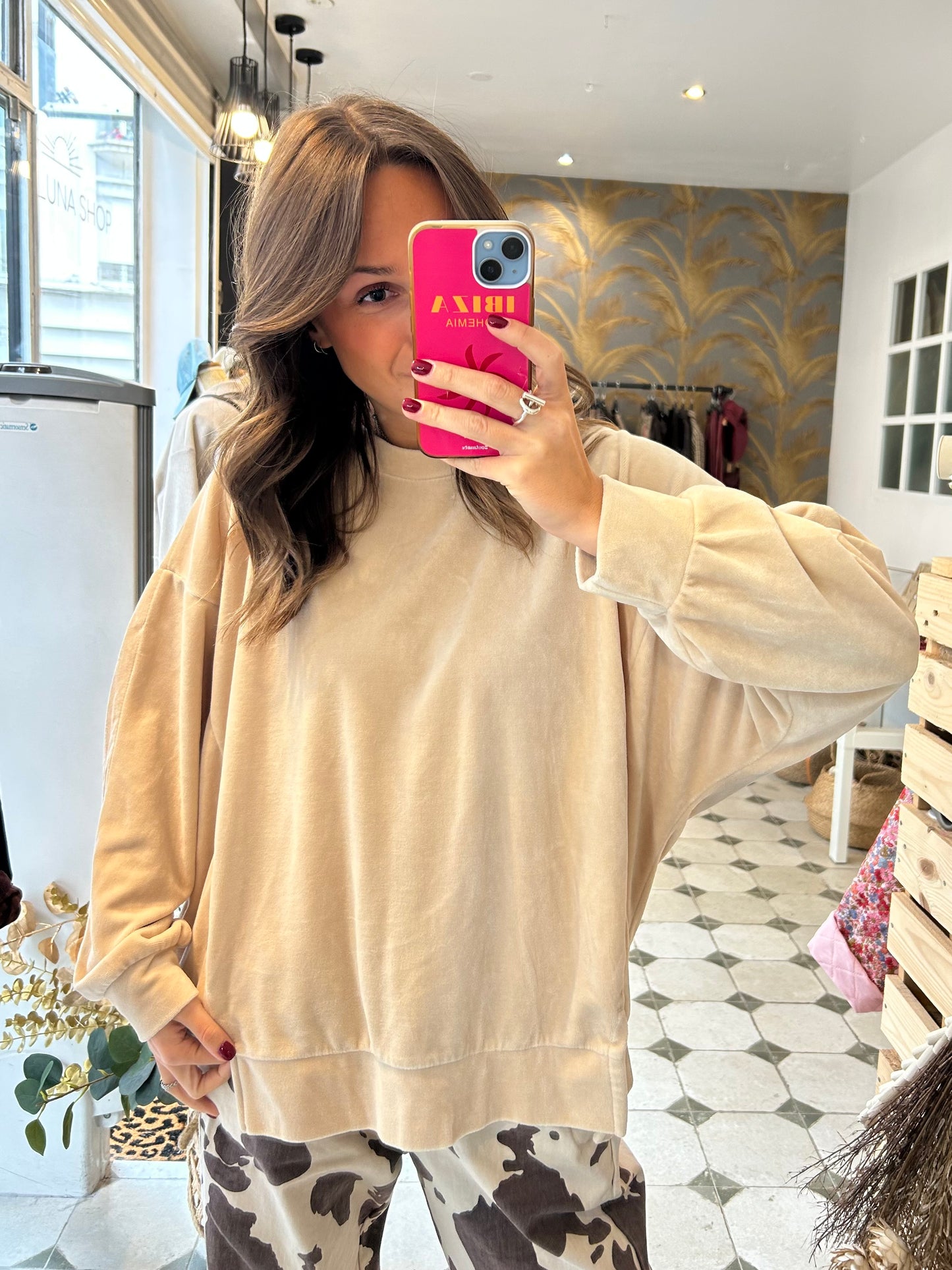 Sweat en velours écru - Johanna Paris