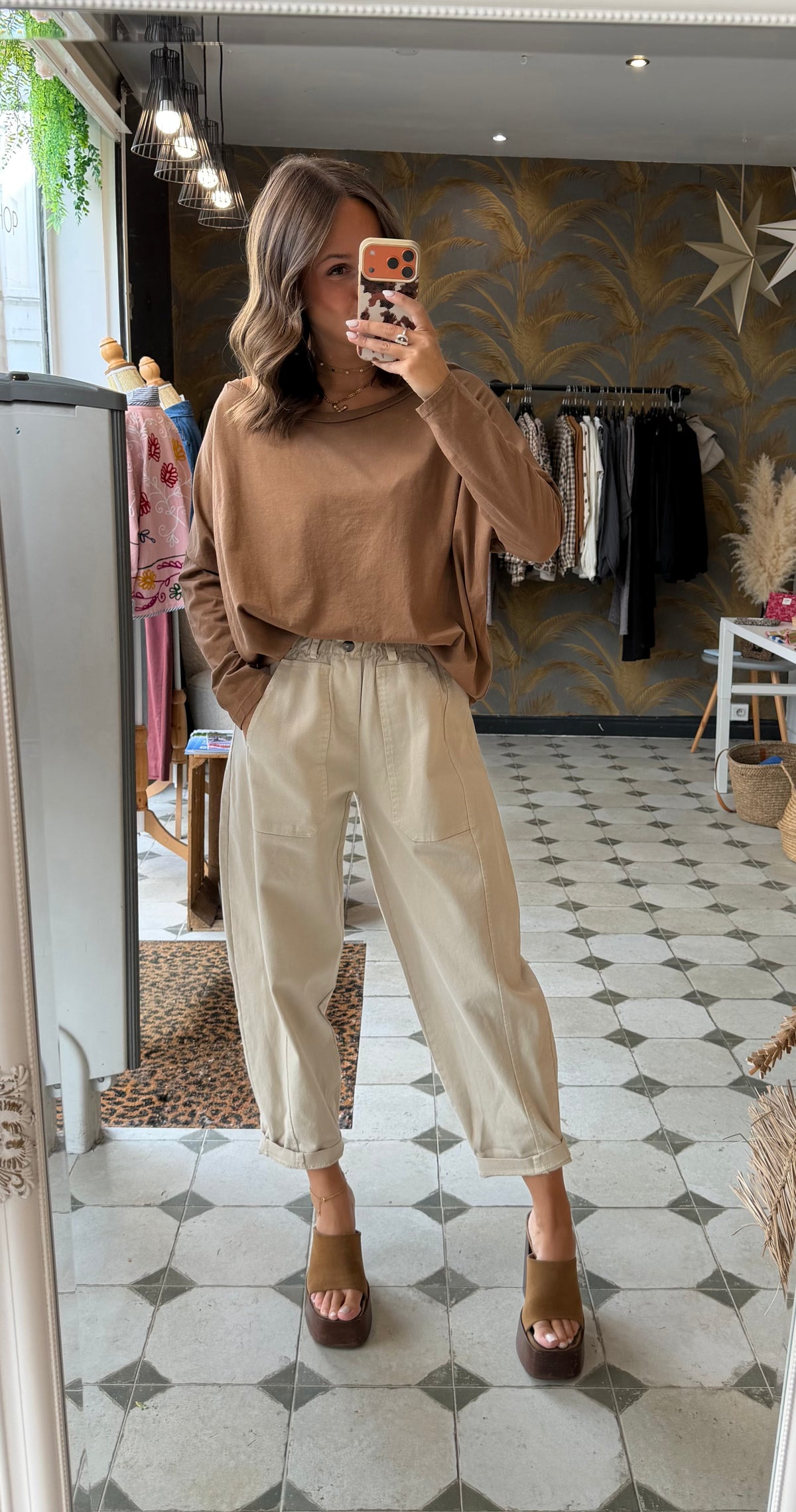 Pantalon en toile forme ballon beige - Johanna paris