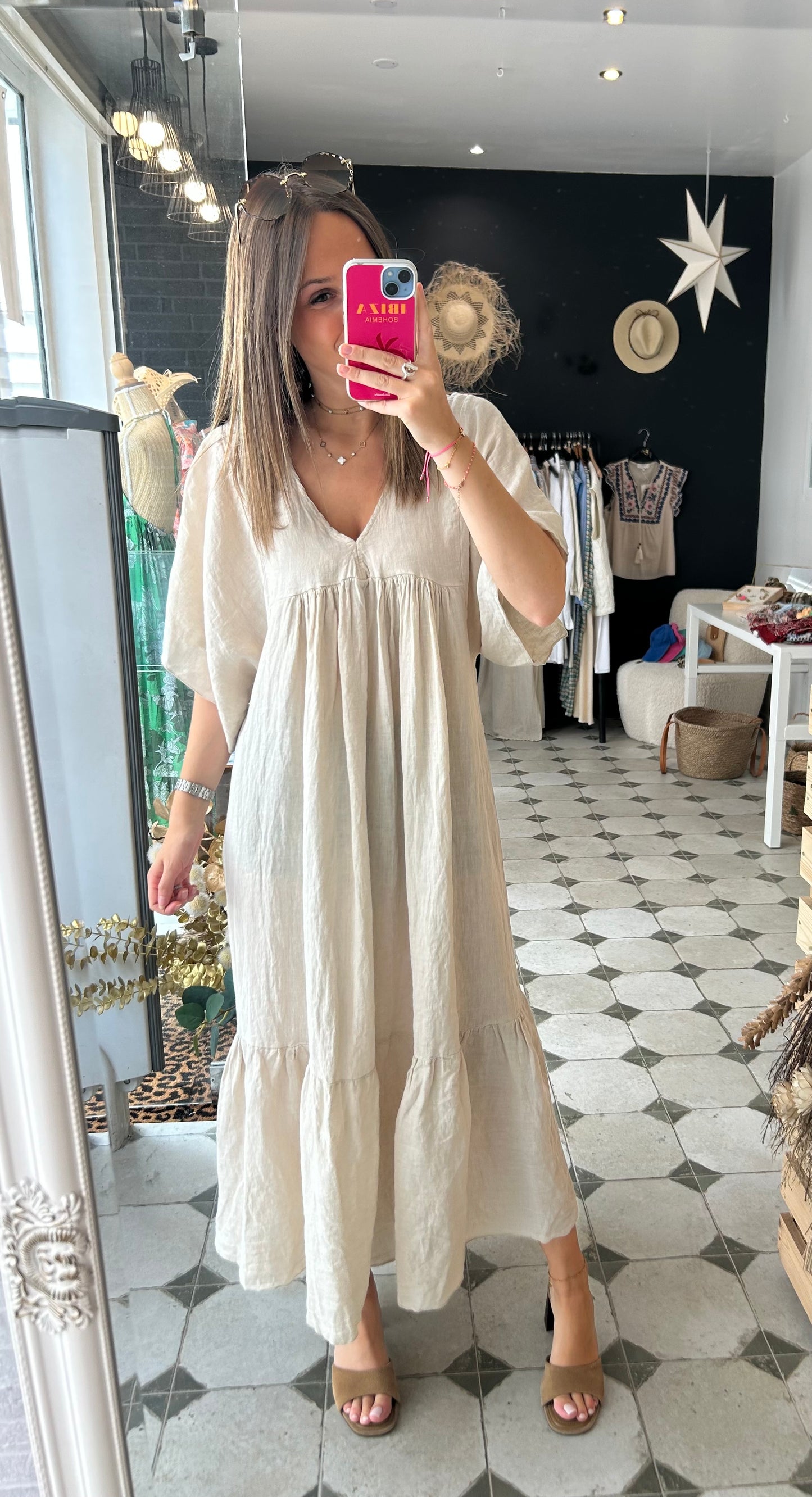 Robe en lin Adeline beige