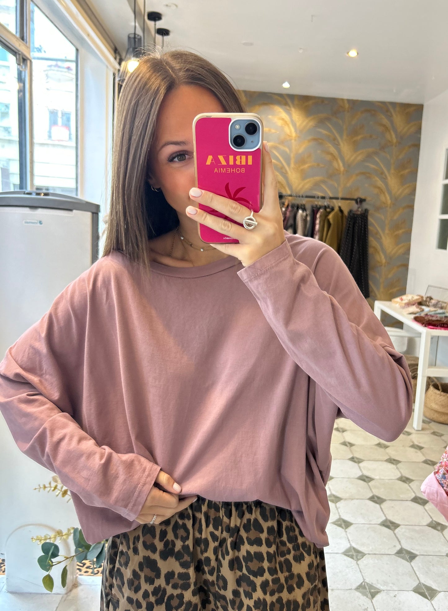 T-Shirt Col Bateau vieux rose - Johanna Paris