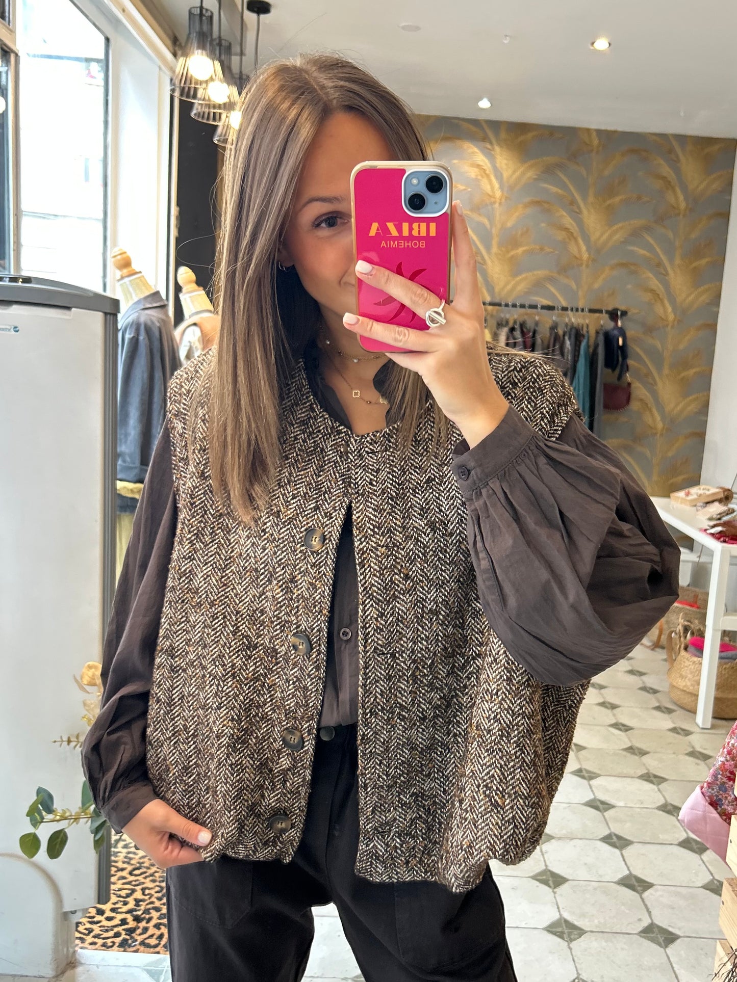 Gilet sans manches Albane chocolat - Johanna Paris