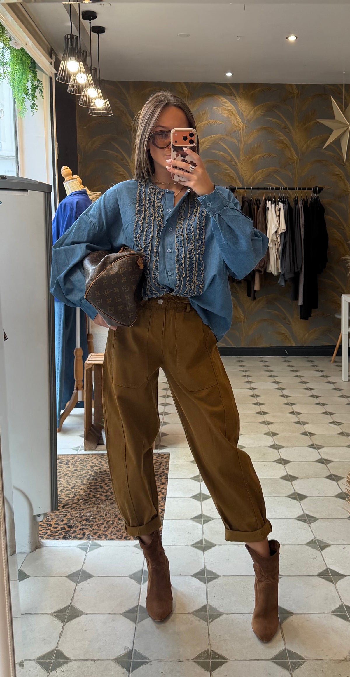 Pantalon en toile forme ballon ocre - Johanna Paris