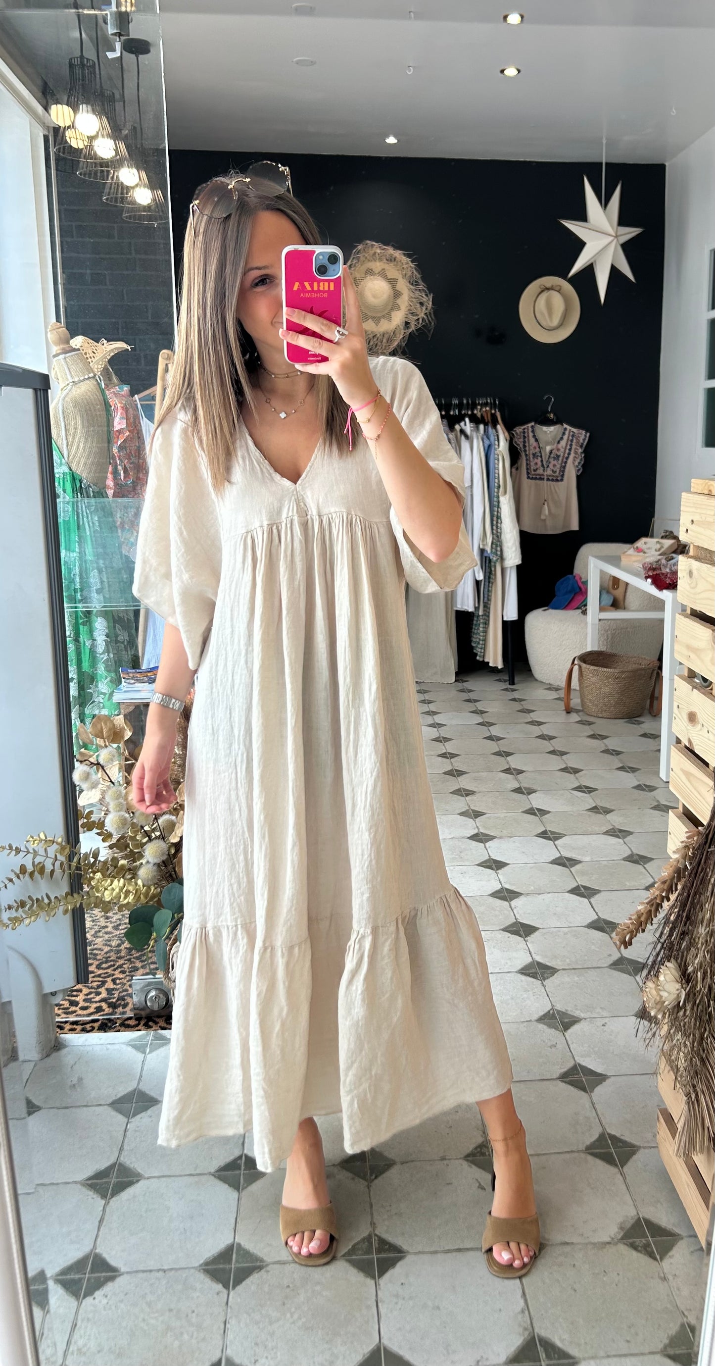Robe en lin Adeline beige
