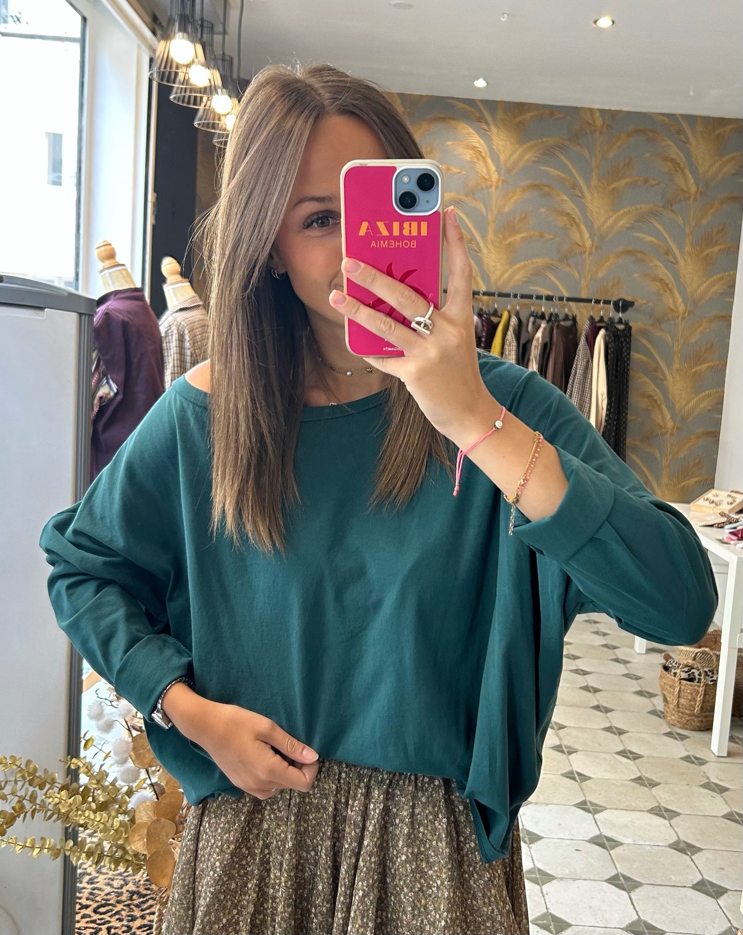 T-Shirt Col Bateau bleu canard - Johanna Paris