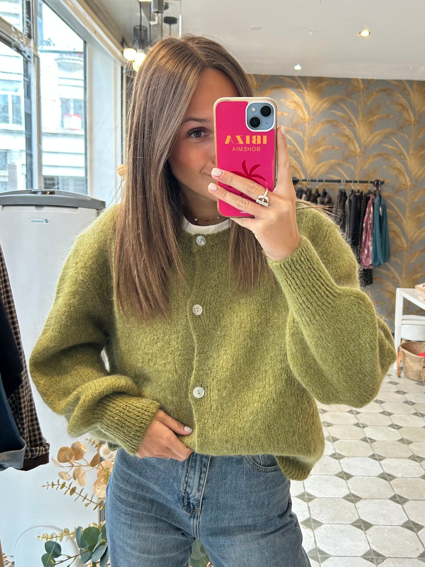 Gilet en laine vert olive - Johanna Paris