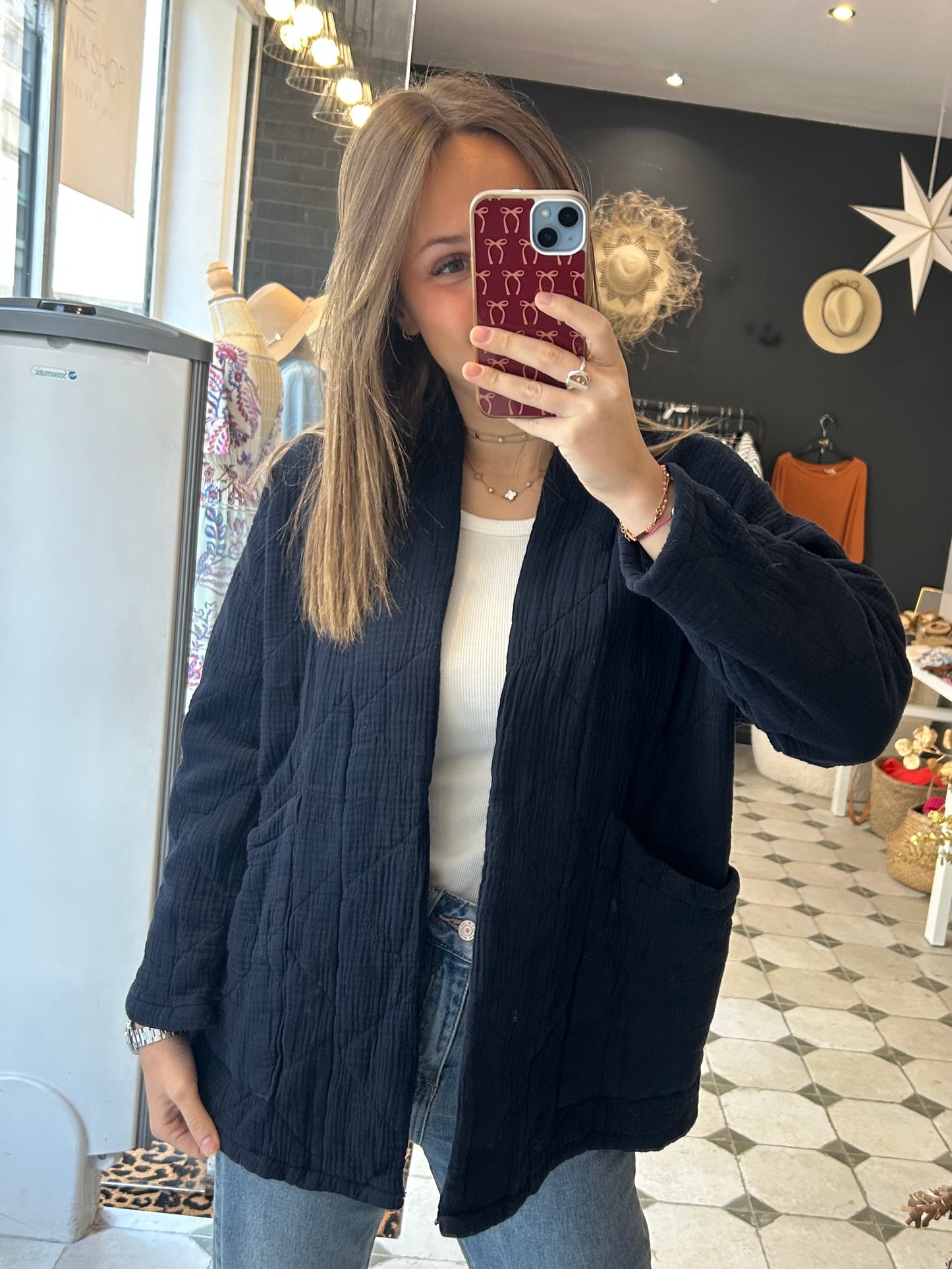 Veste molletonnée Edmée bleu marine
