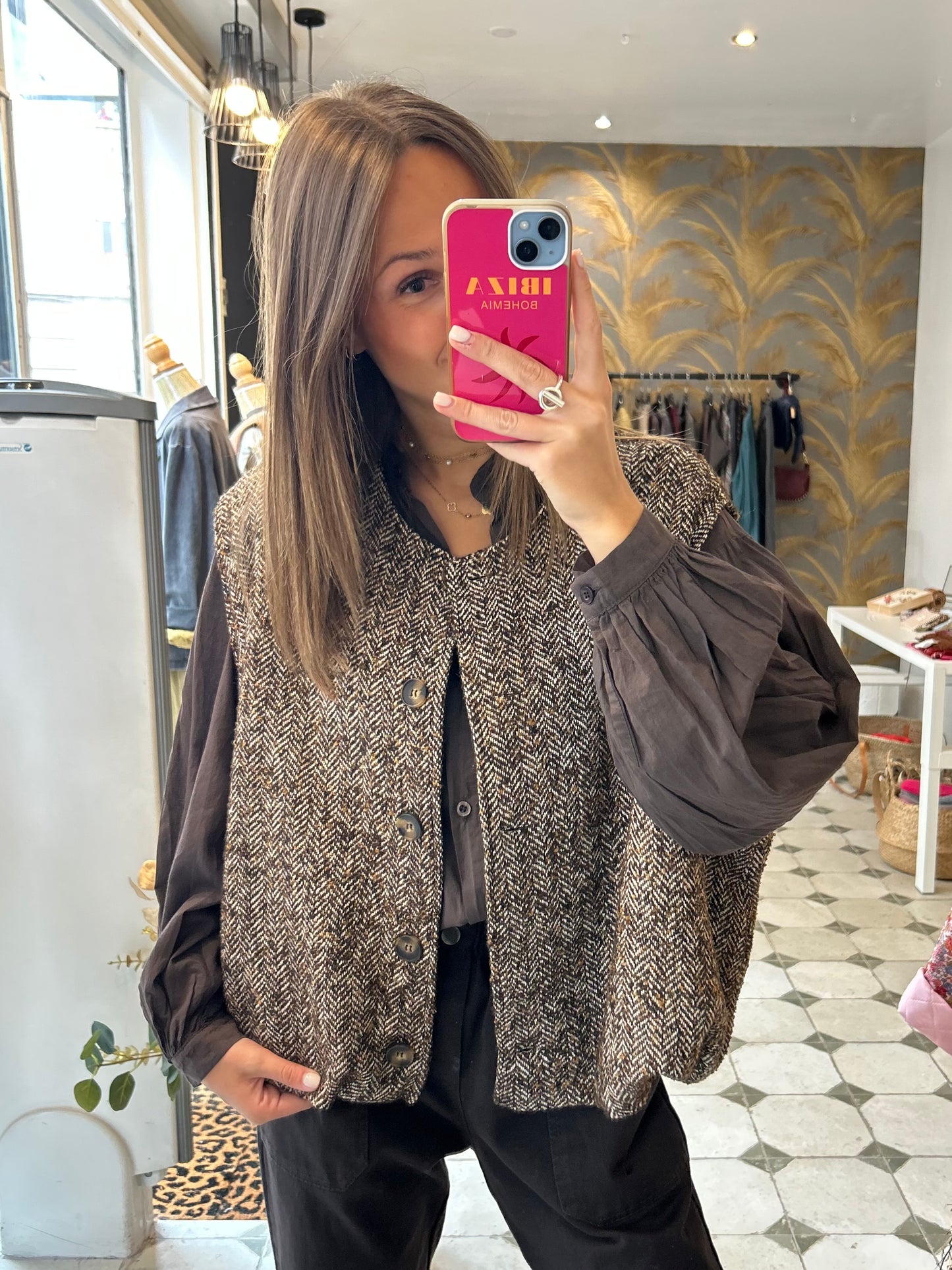 Gilet sans manches Albane chocolat - Johanna Paris