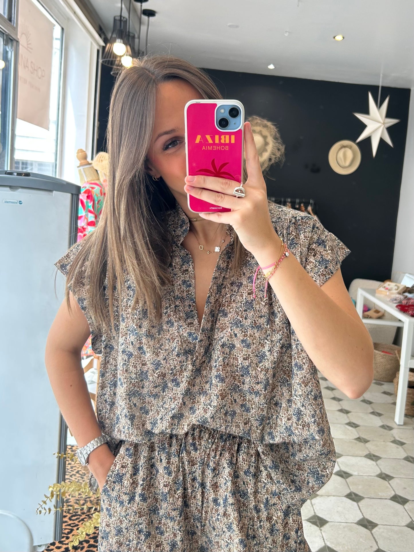 Blouse manches courtes Ama bleu marine - Johanna Paris