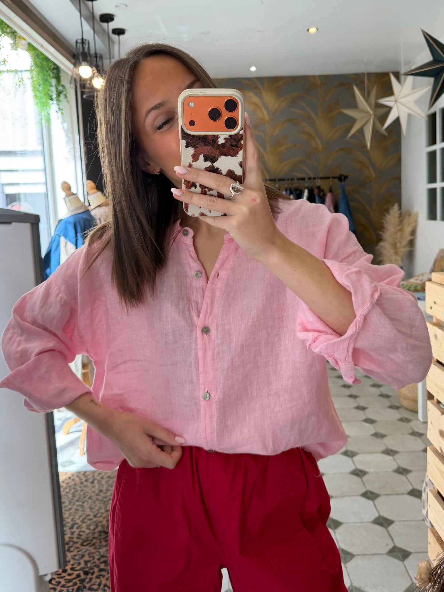 Chemise Lino rose - Johanna Paris