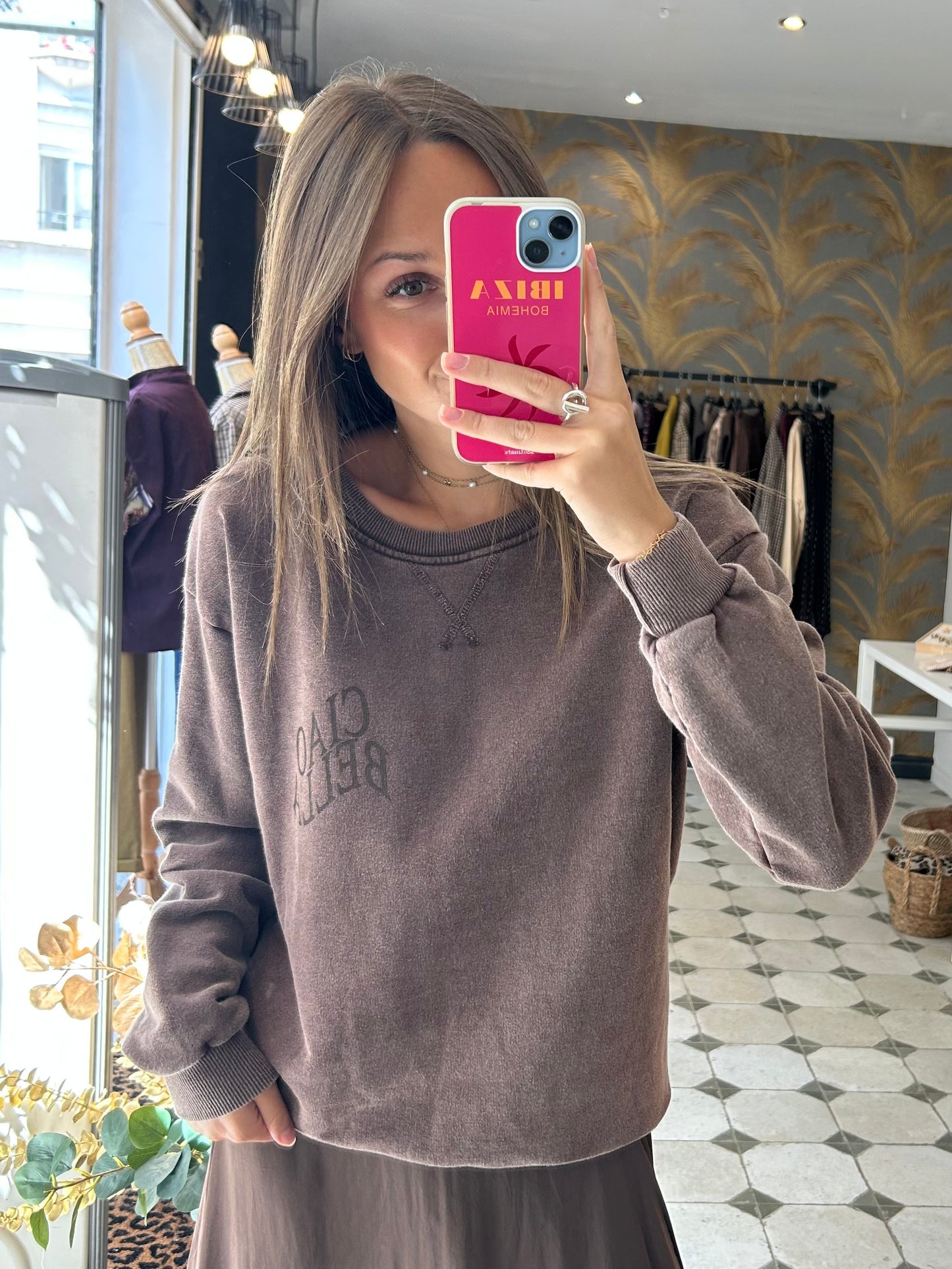 Sweat Ciao Bella marron - Johanna Paris