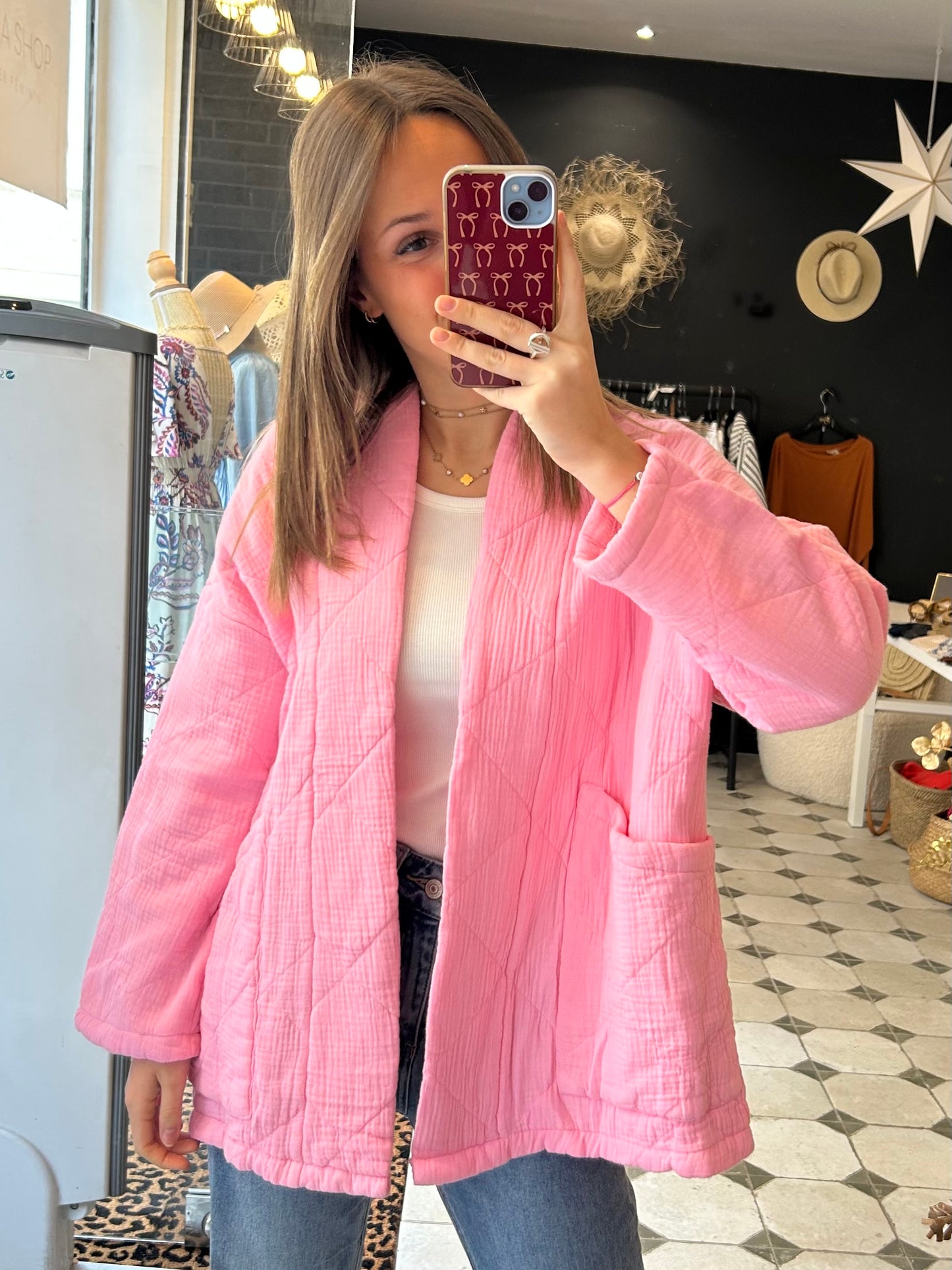Veste molletonnée Edmée rose