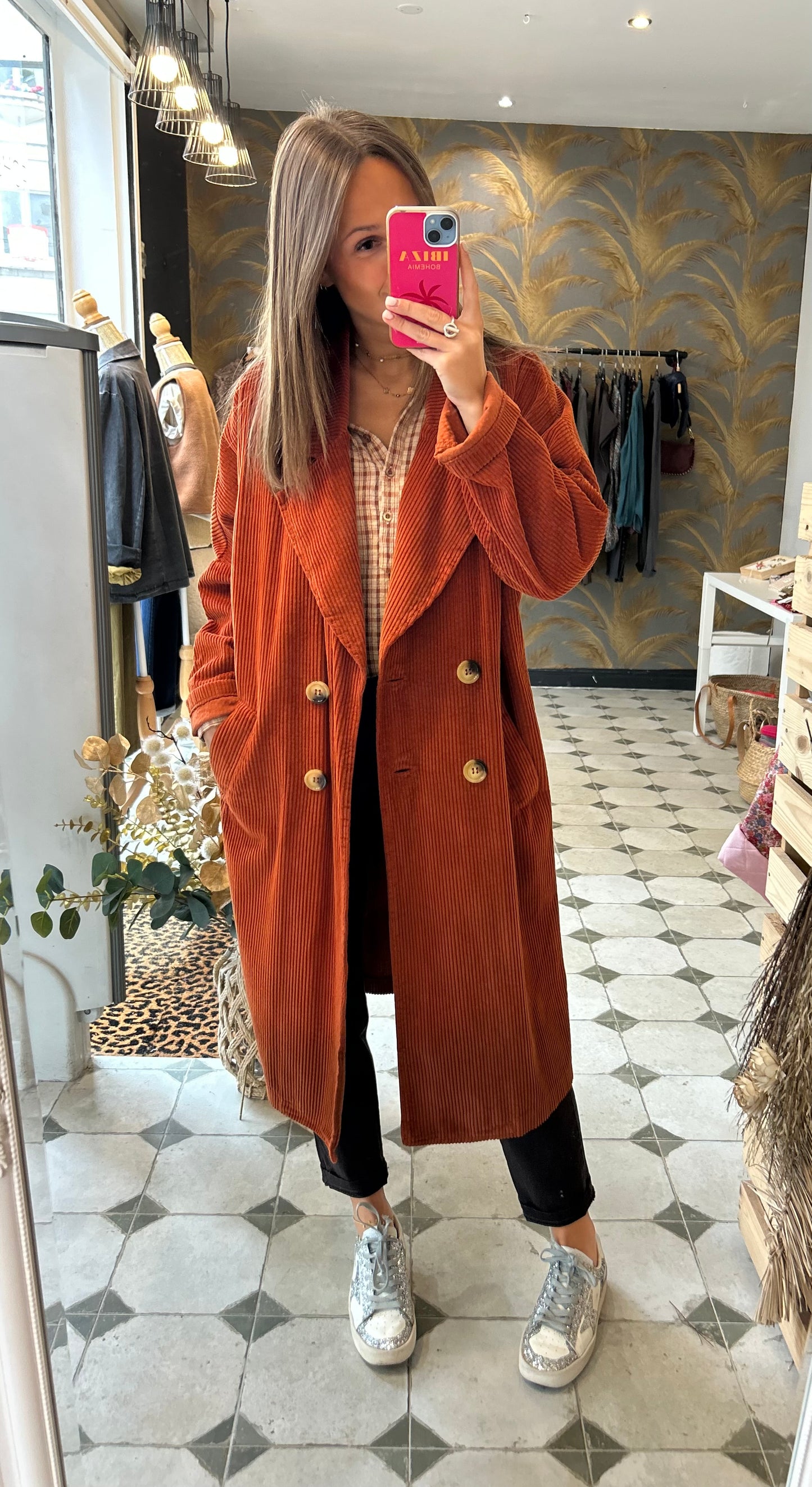 Trench en velours brique - Johanna Paris