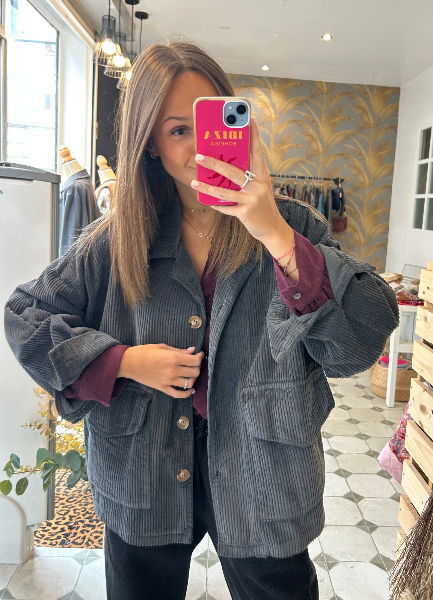 Veste en velours Mélissa grise - Johanna Paris