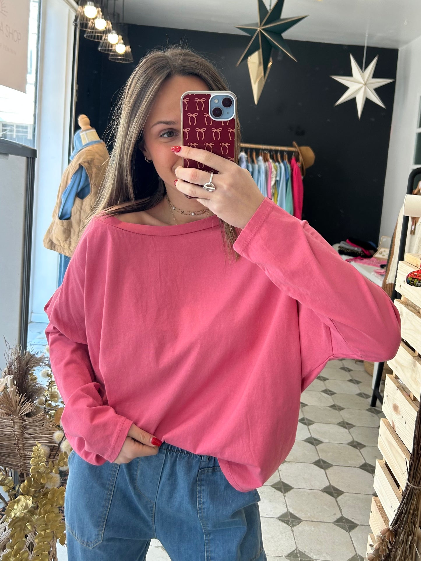 T-Shirt Col Bateau rose - Johanna Paris