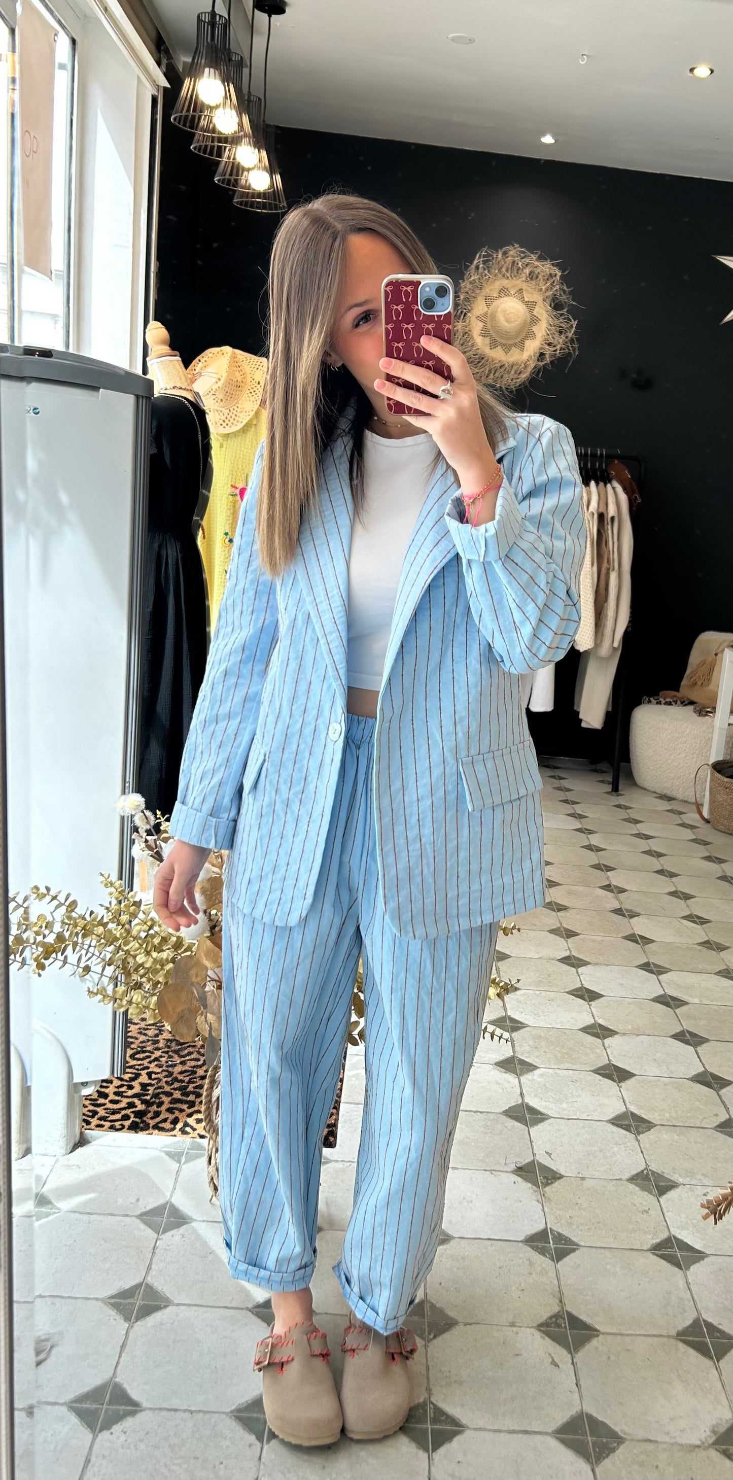 Pantalon Magique bleu clair avec des rayures Poppy - Johanna Paris