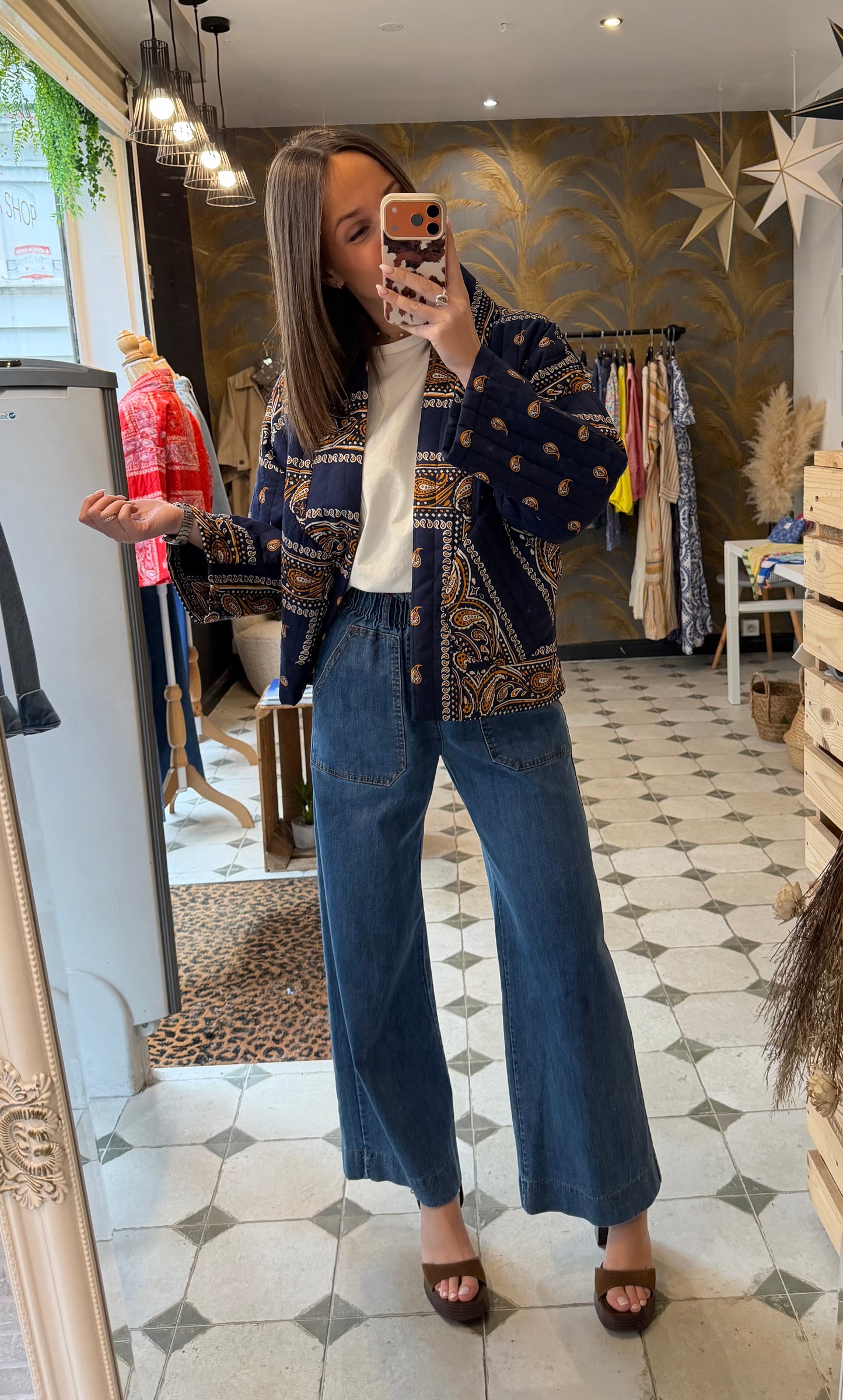 Veste matelassée bandana bleu marine - Johanna Paris