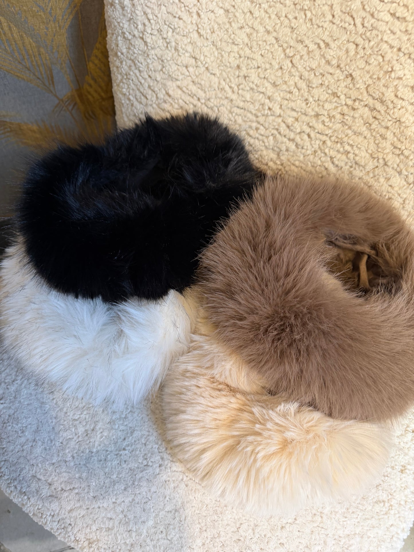 Tour de tête en fausse fourrure taupe