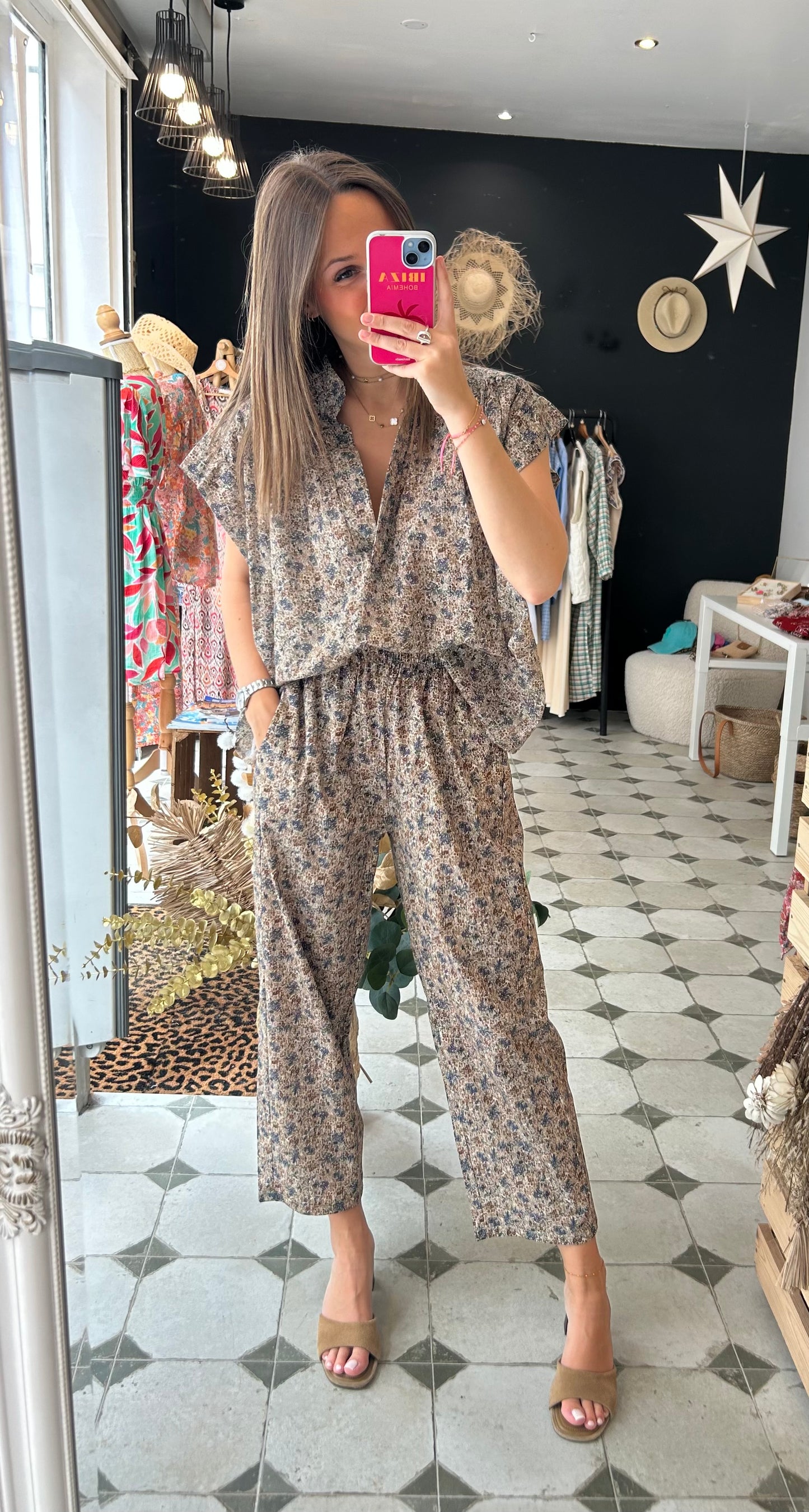 Blouse manches courtes Ama bleu marine - Johanna Paris
