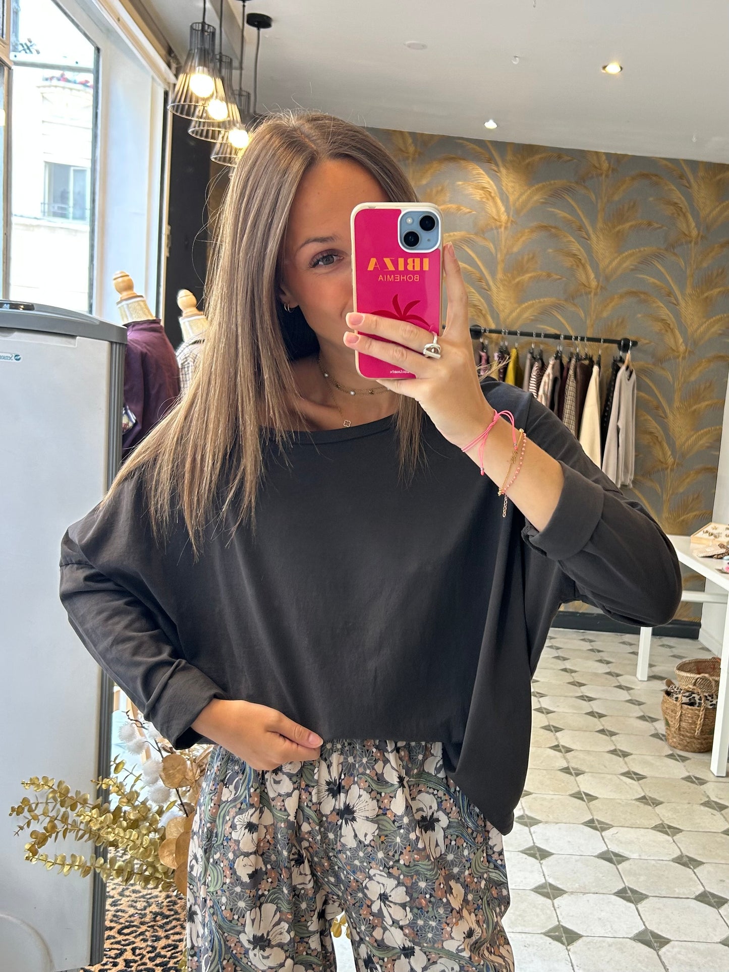 T-Shirt Col Bateau chocolat - Johanna Paris