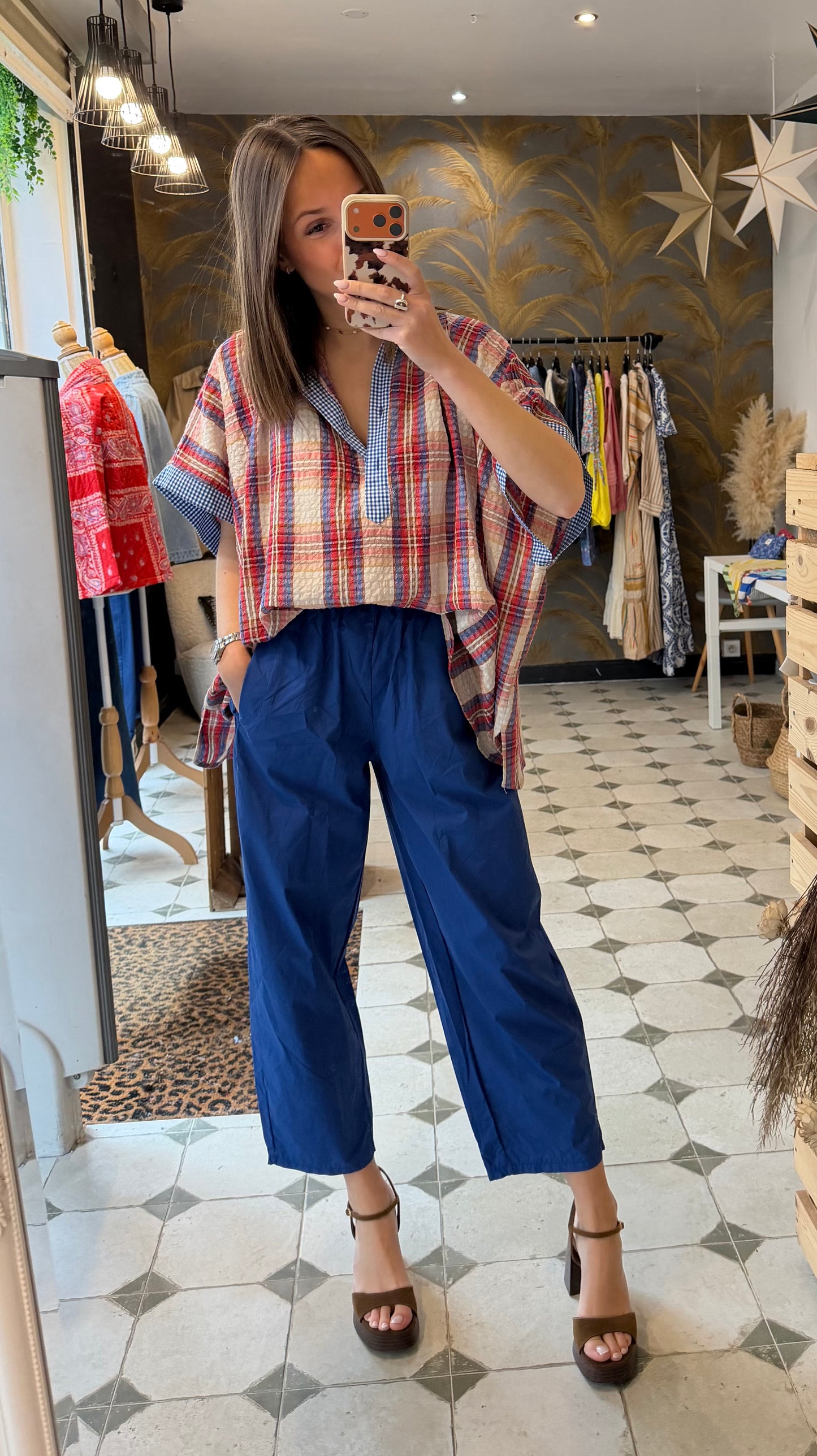 Pantalon Magique en toile fine bleu électrique - Johanna Paris