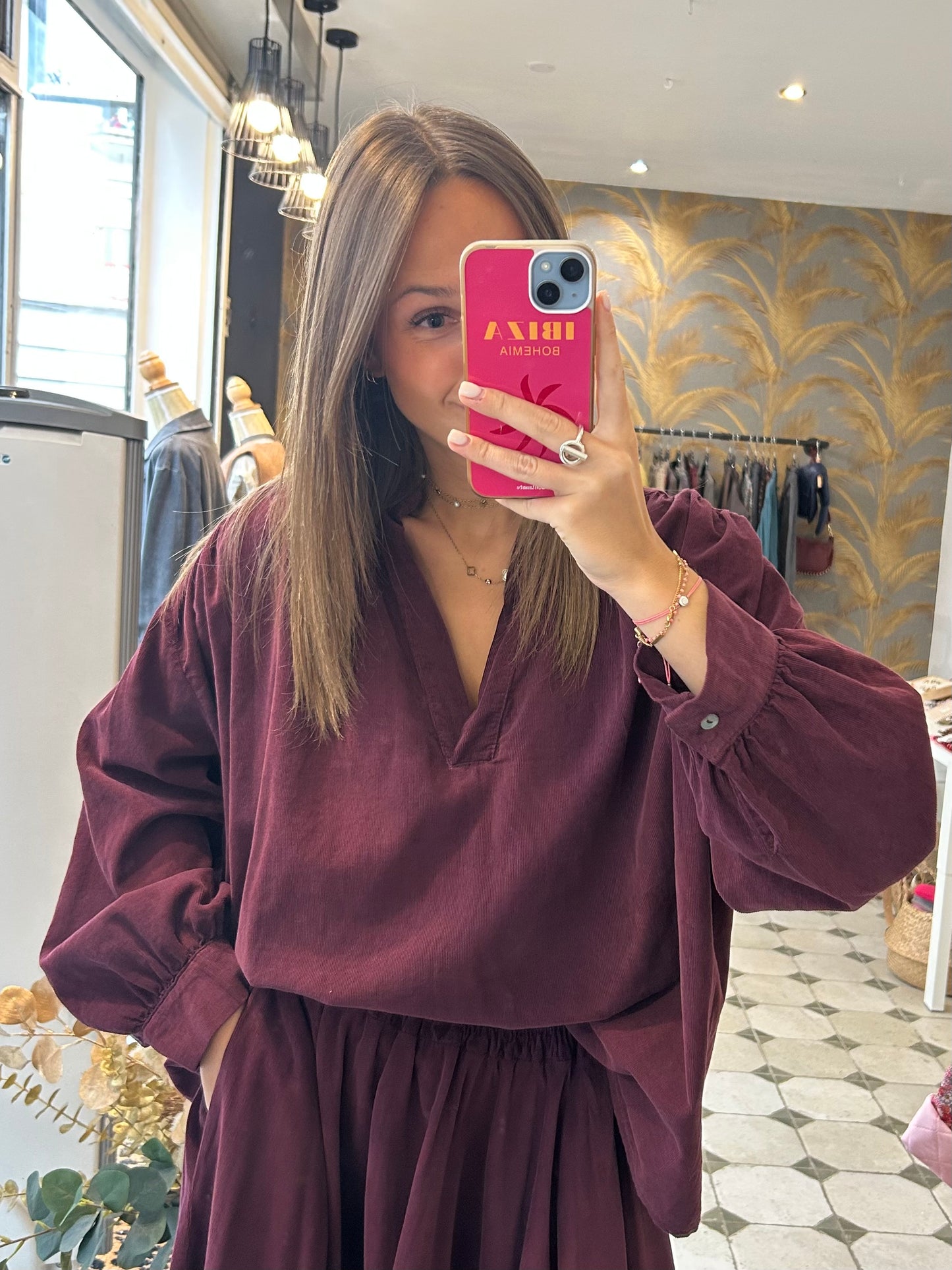 Blouse en velours Solène prune - Johanna Paris