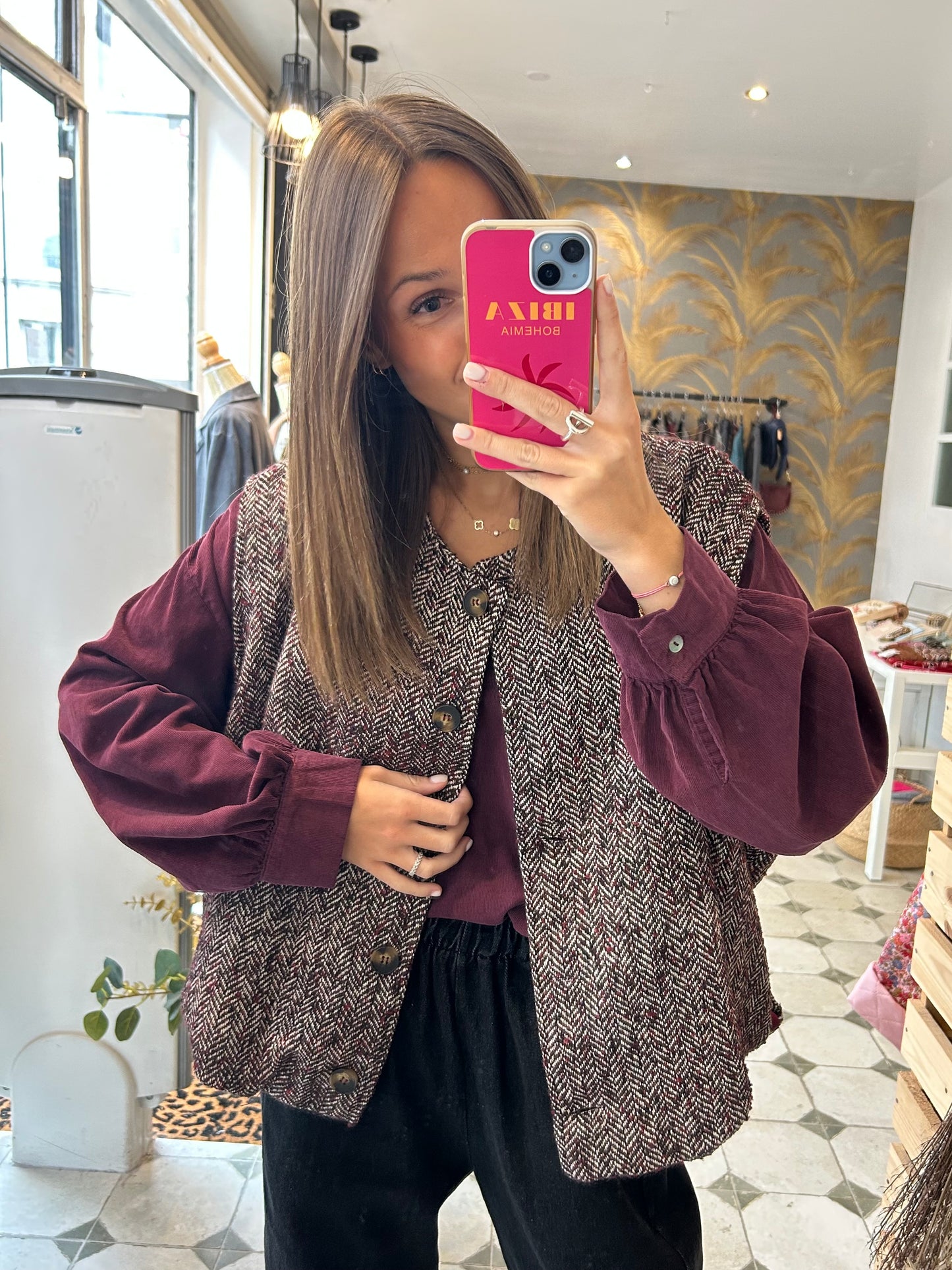 Gilet sans manches Albane prune - Johanna Paris