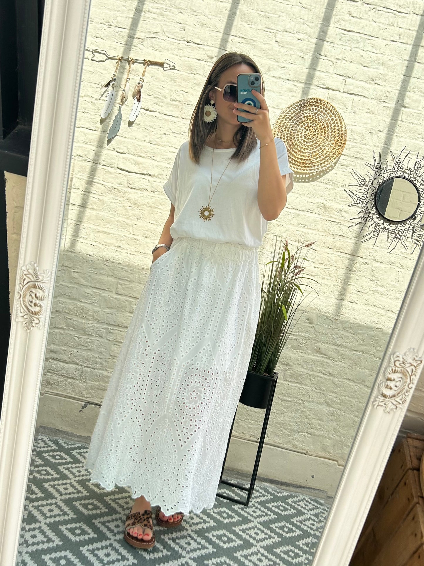 Jupe longue en broderie anglaise - Johanna Paris
