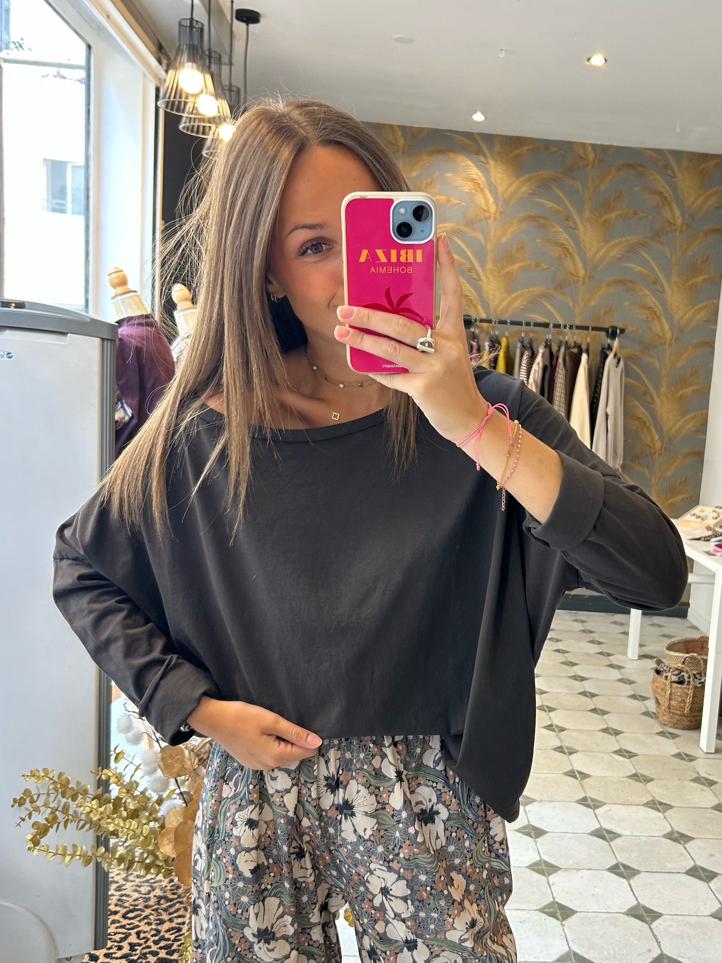 T-Shirt Col Bateau chocolat - Johanna Paris