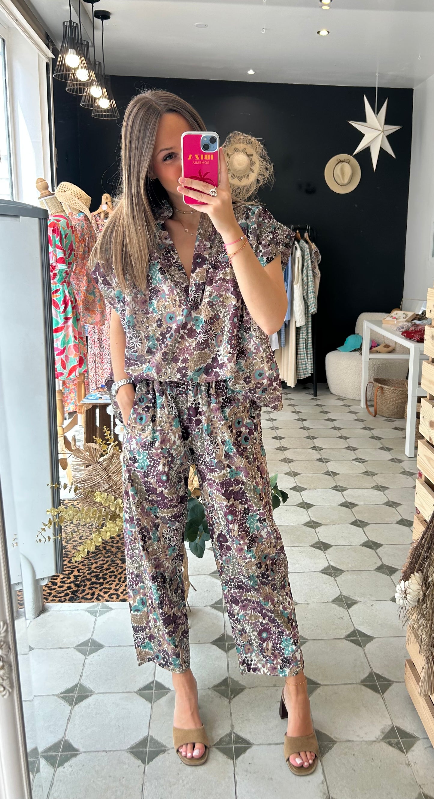 Blouse manches courtes Liberty prune - Johanna Paris