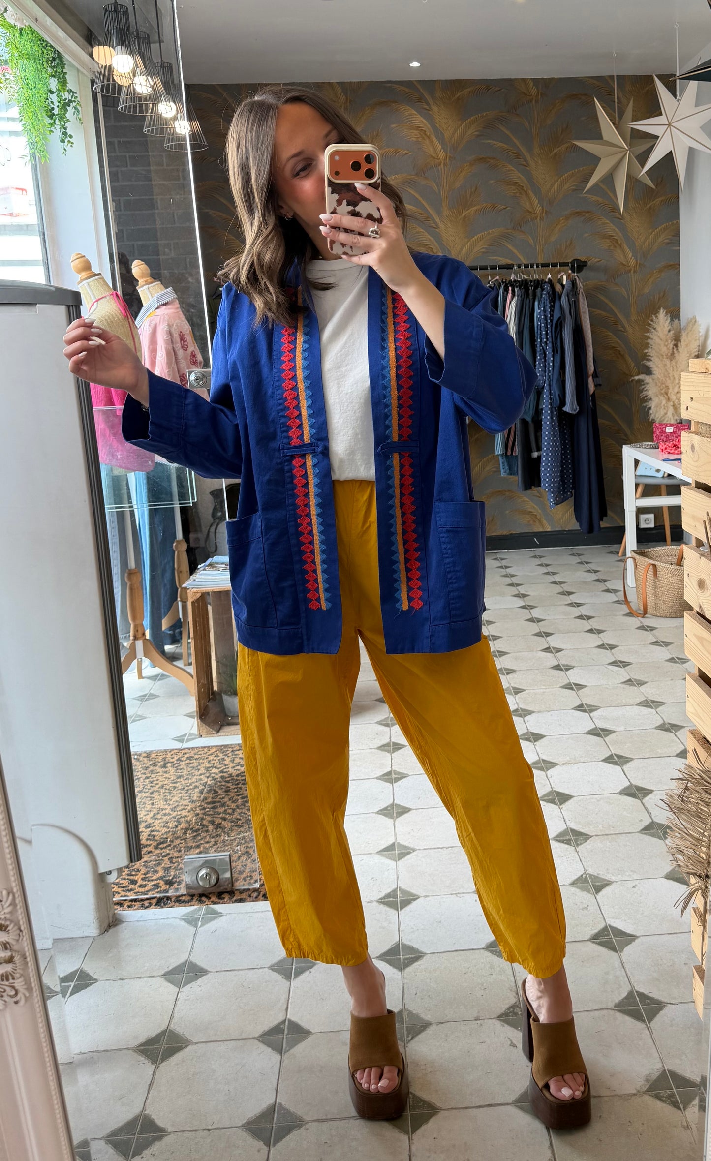 Pantalon Magique en toile fine jaune/moutarde - Johanna Paris