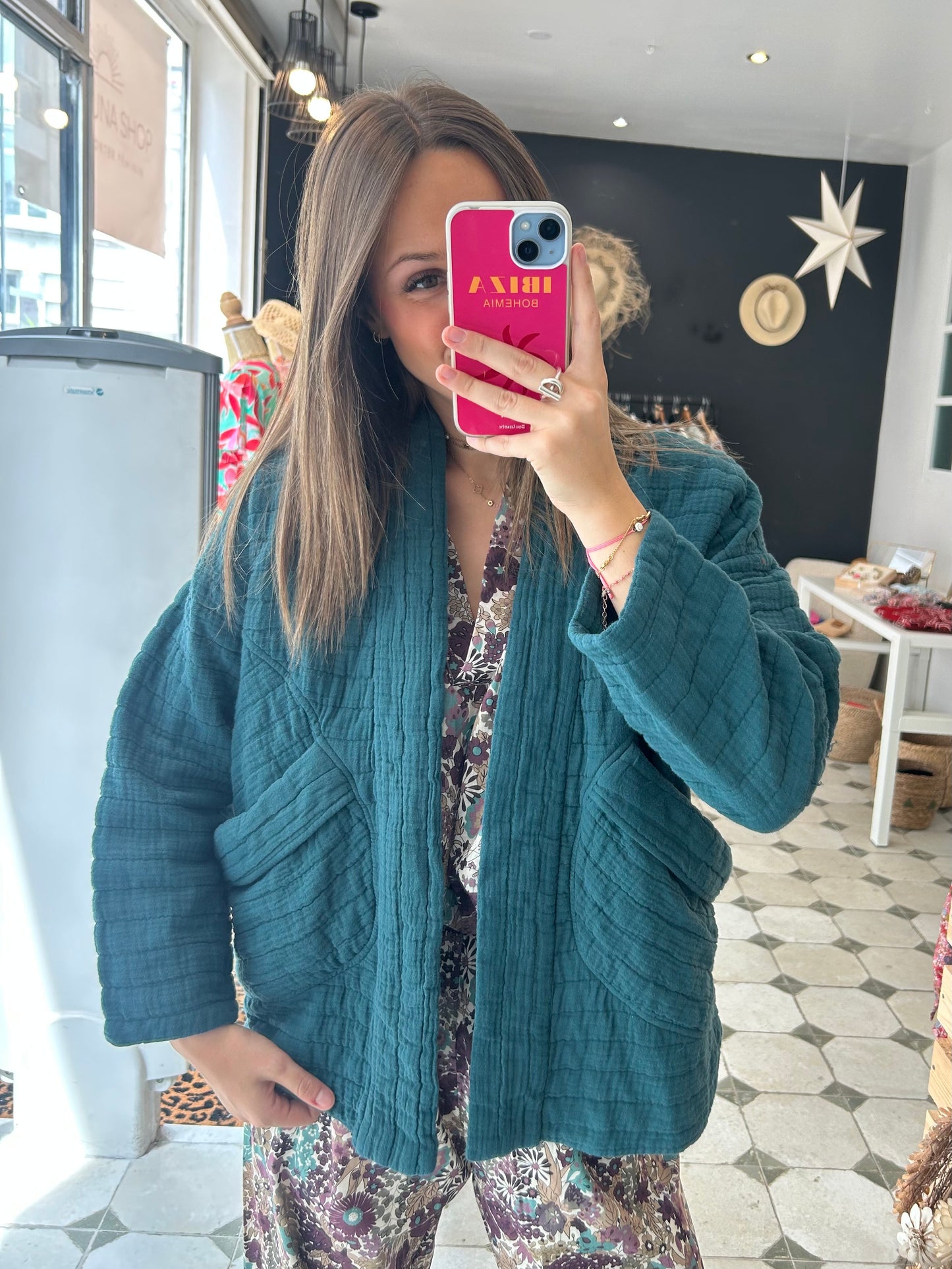 Veste matelassée bleu canard - Johanna Paris