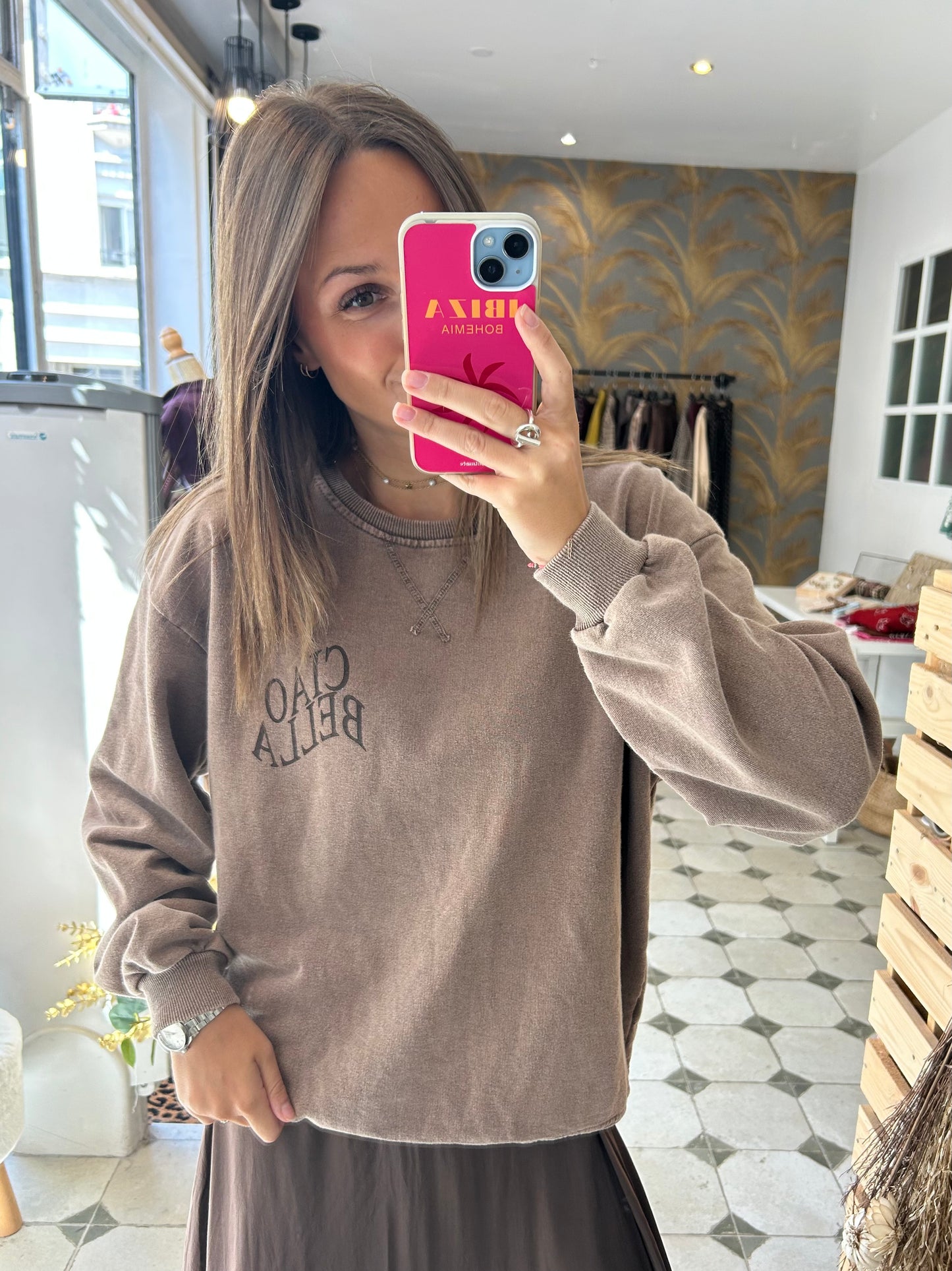 Sweat Ciao Bella chocolat - Johanna Paris