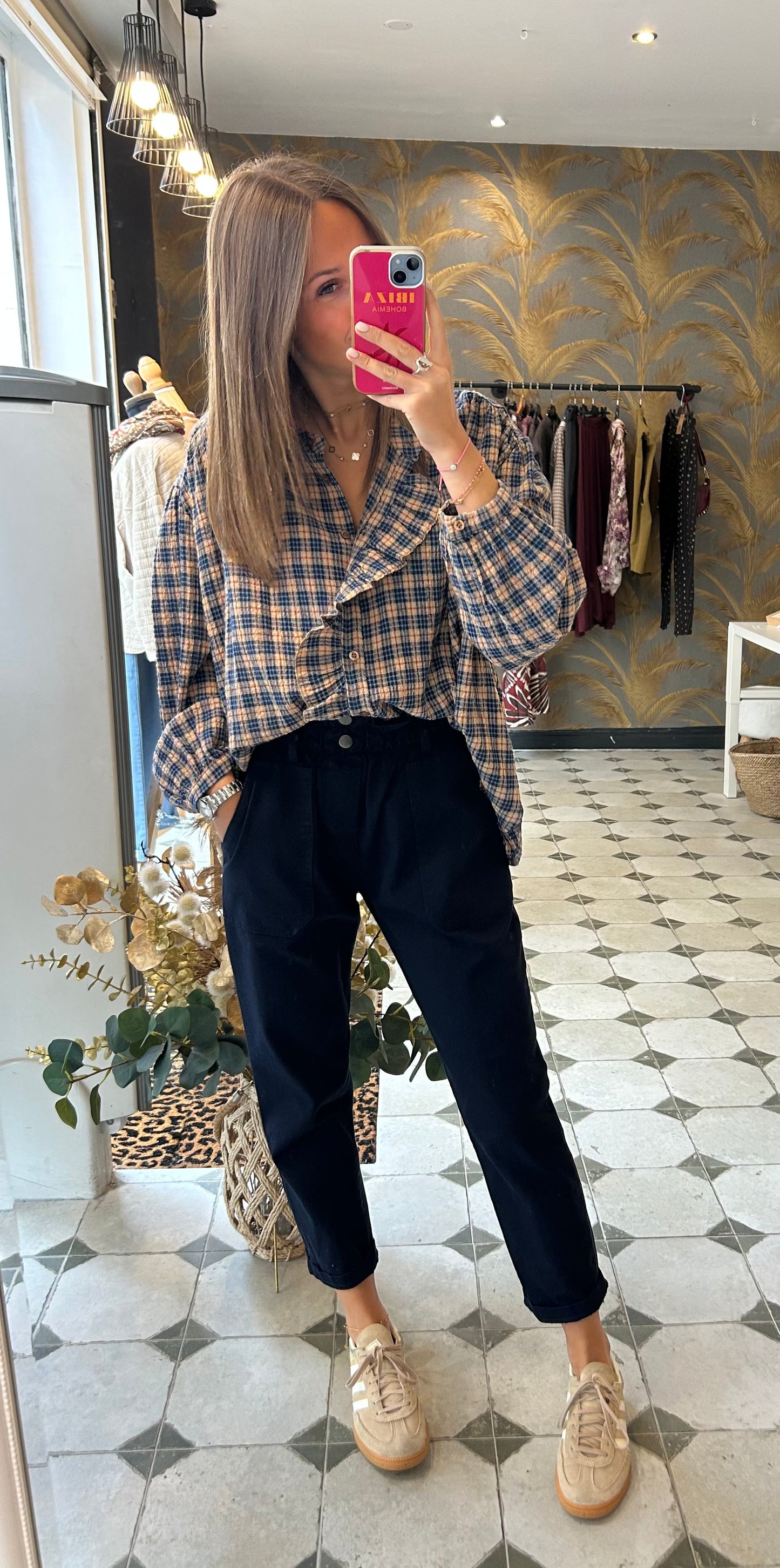 Pantalon en Toile bleu marine - Johanna Paris