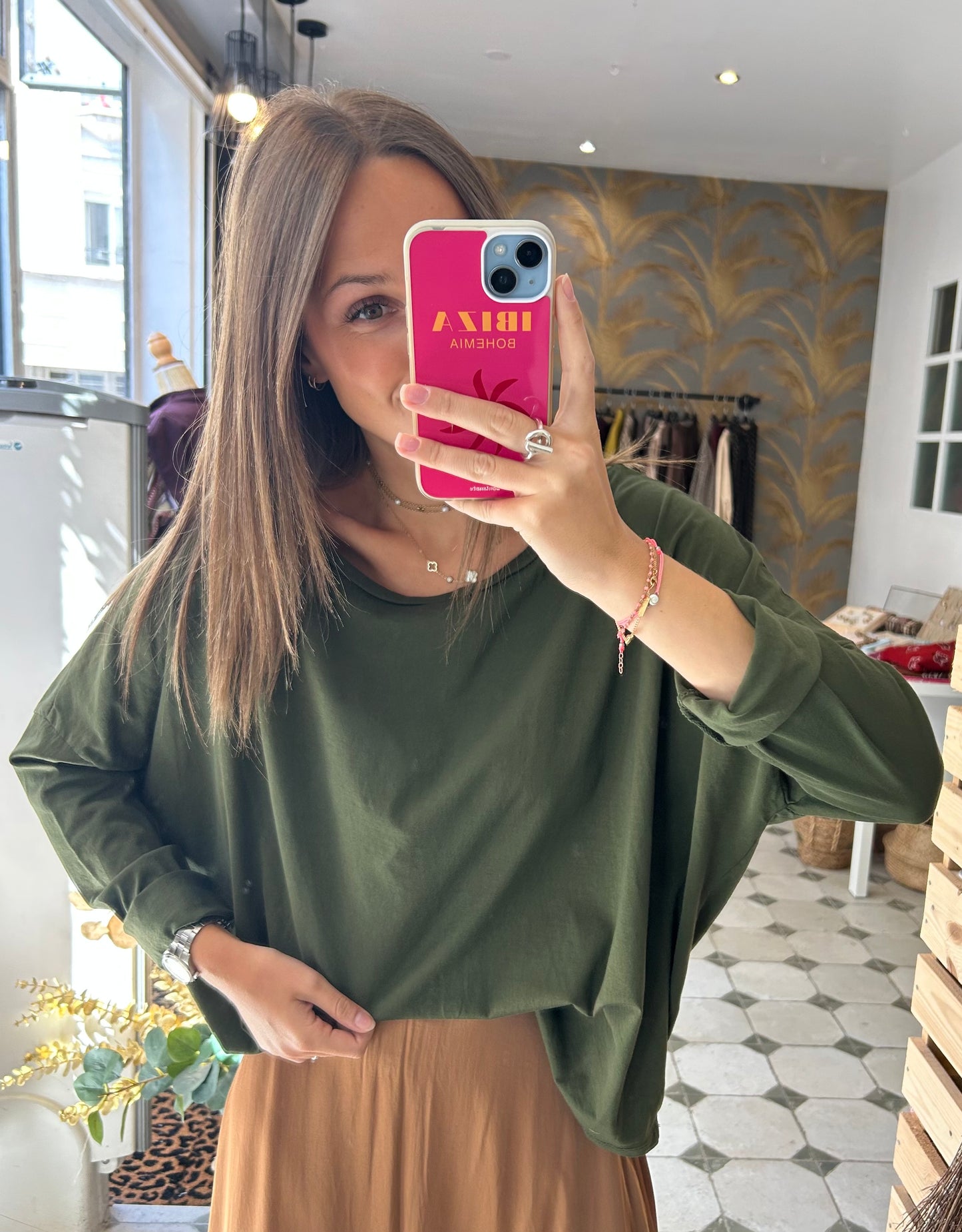 T-Shirt Col Bateau kaki - Johanna Paris