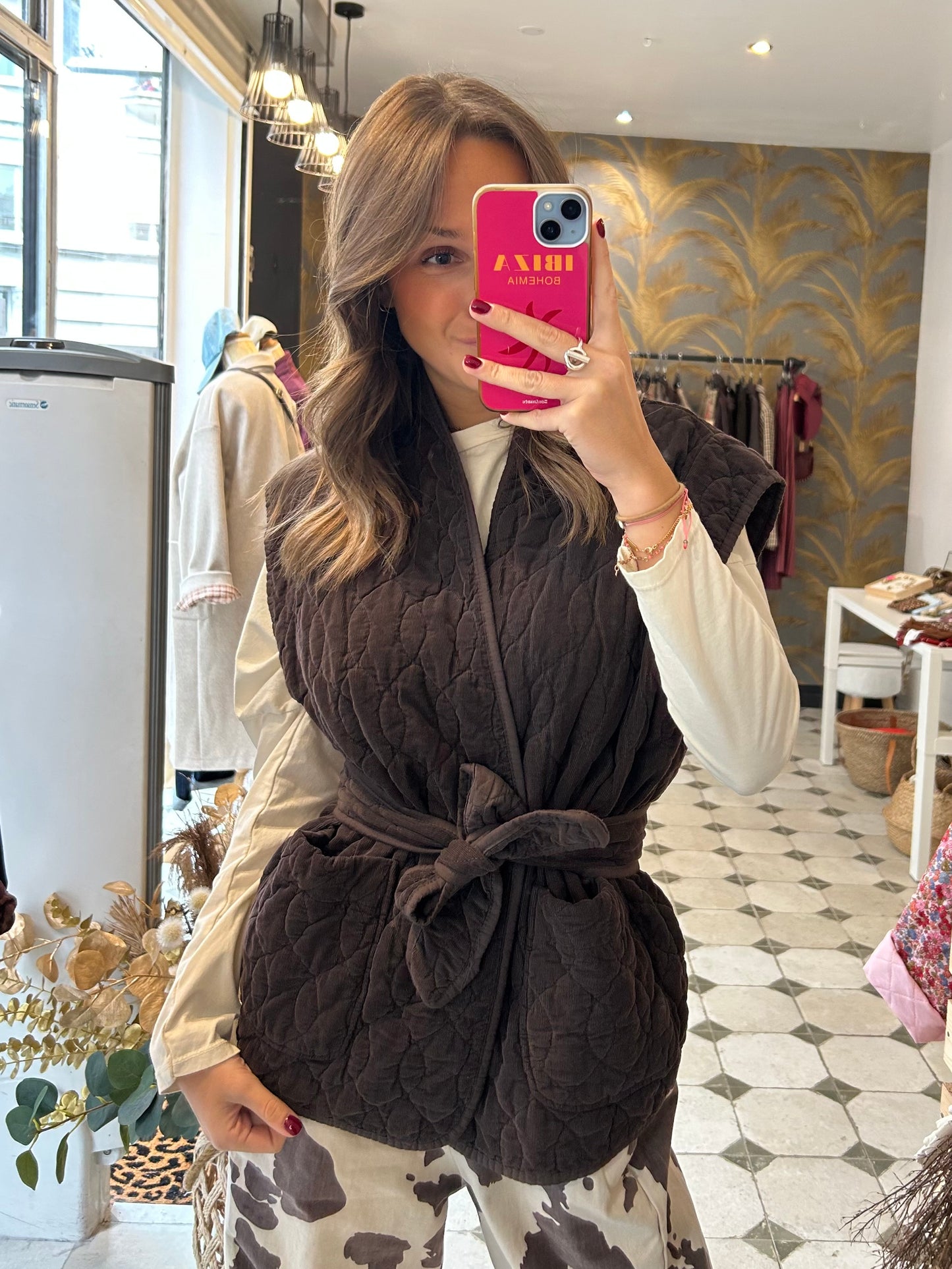 Veste sans manches Aurore chocolat - Johanna Paris