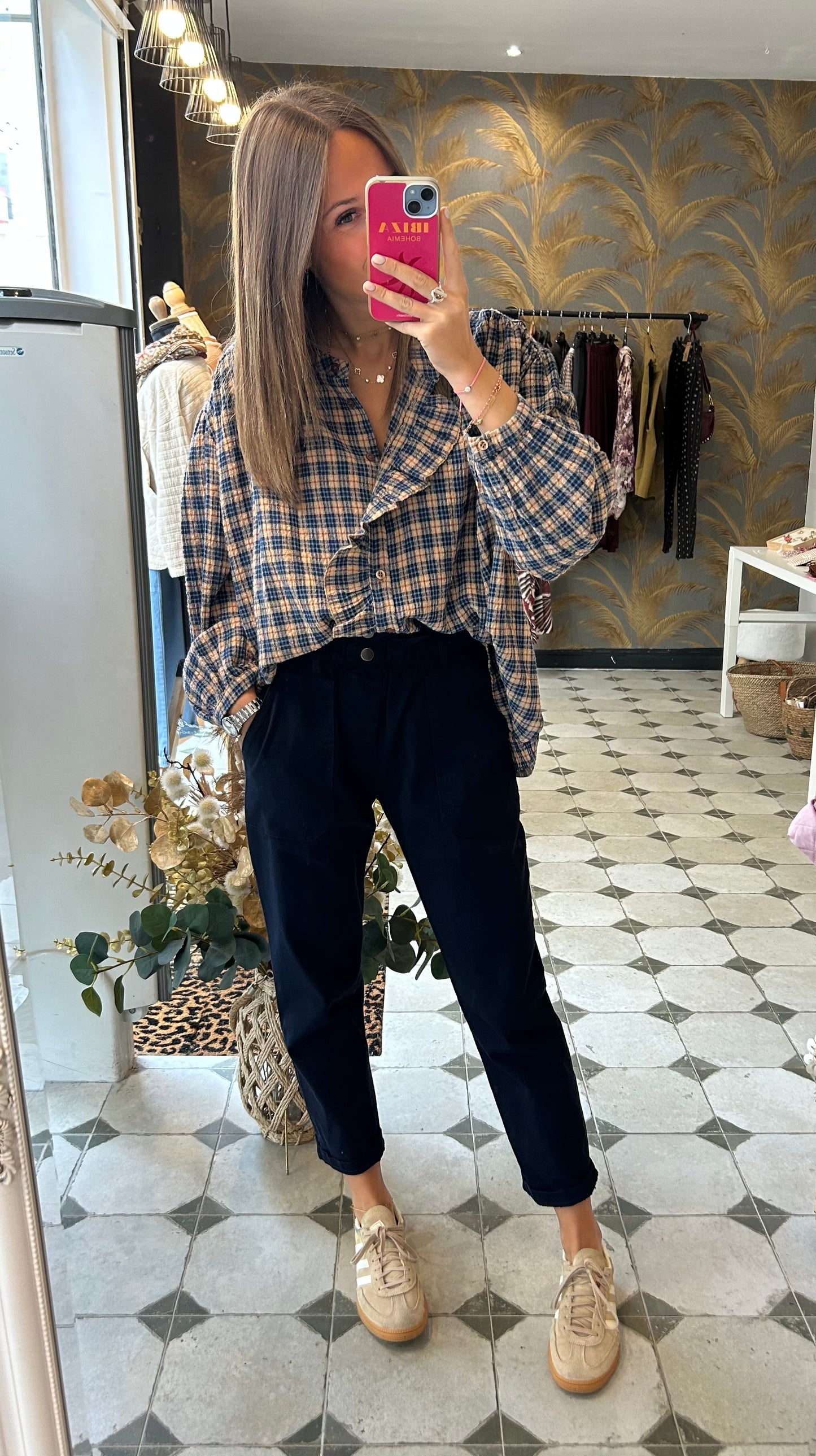 Pantalon en Toile bleu marine - Johanna Paris
