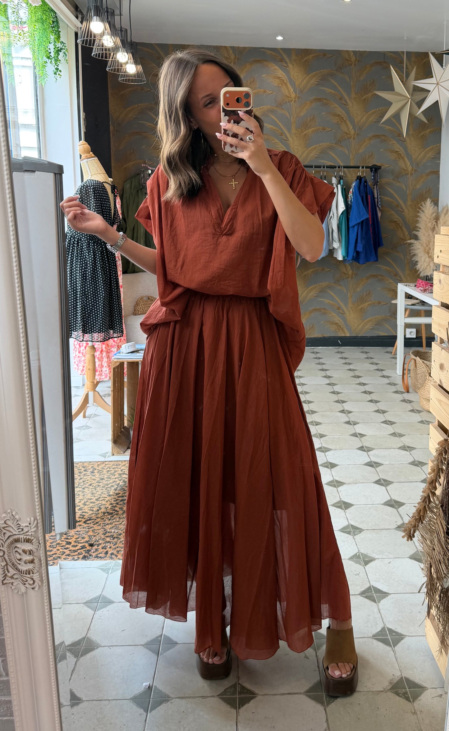 Blouse sans manches Lila terracotta - Johanna Paris
