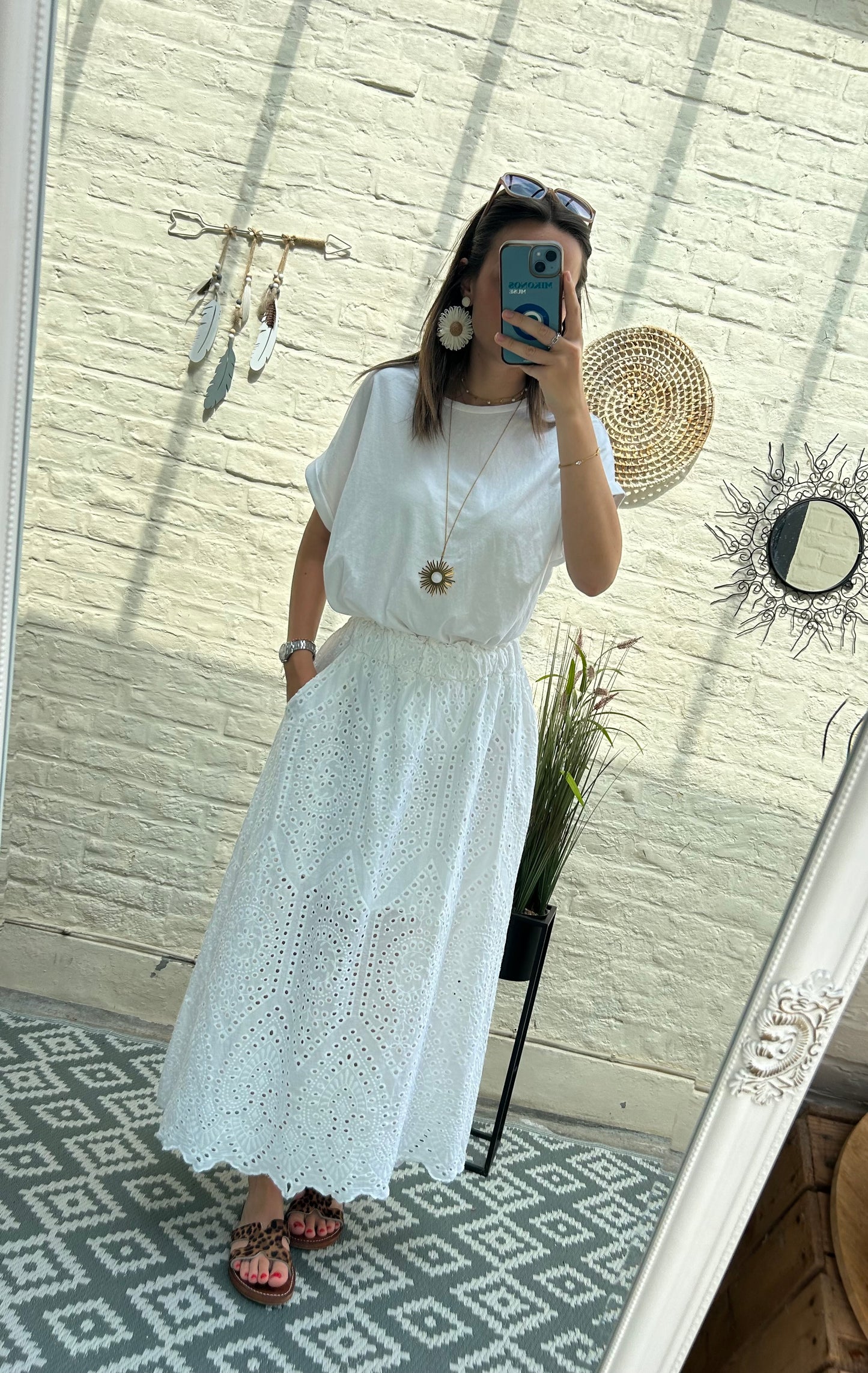 Jupe longue en broderie anglaise - Johanna Paris