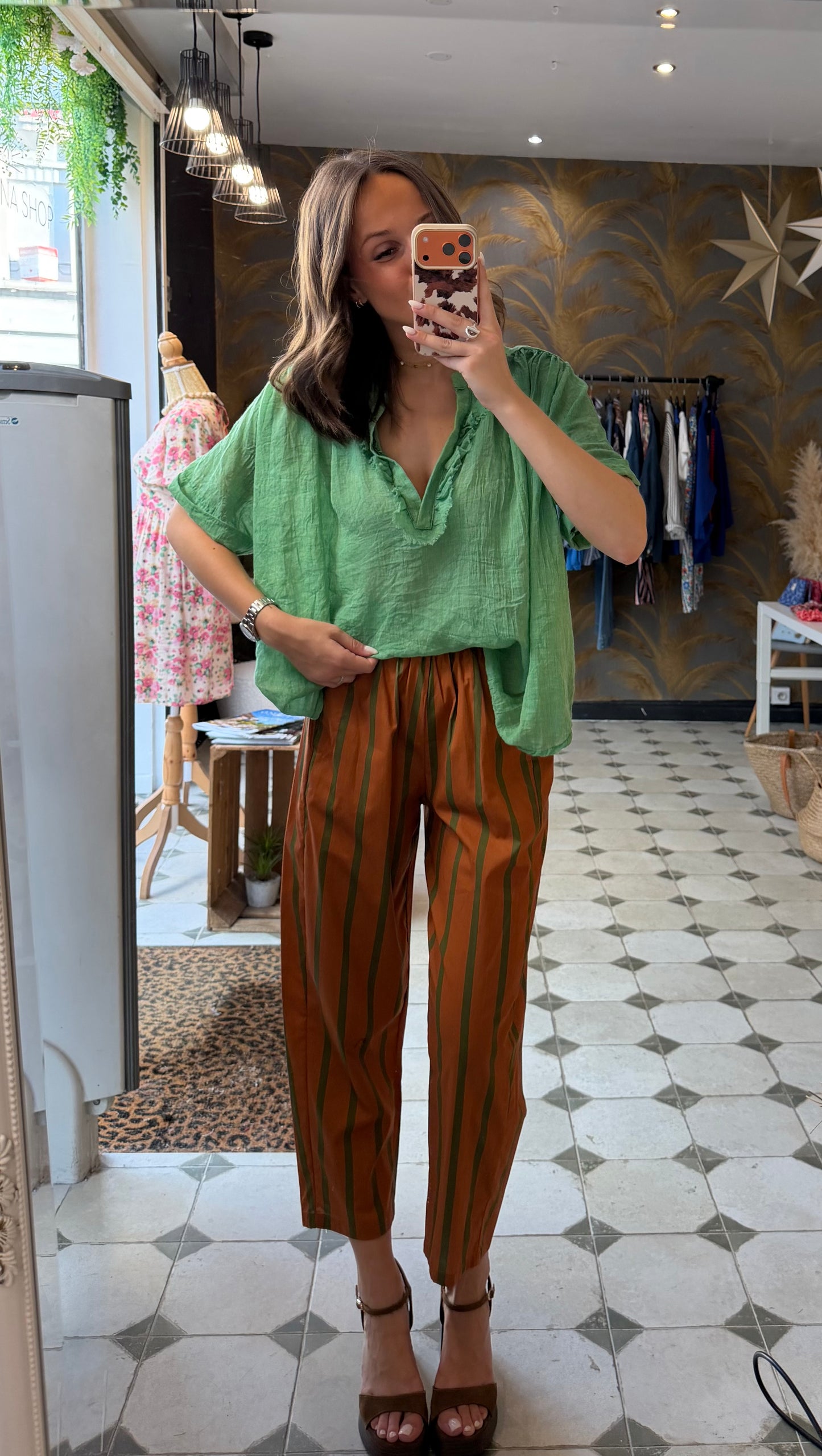 Pantalon Magique en toile fine à rayures - Johanna Paris