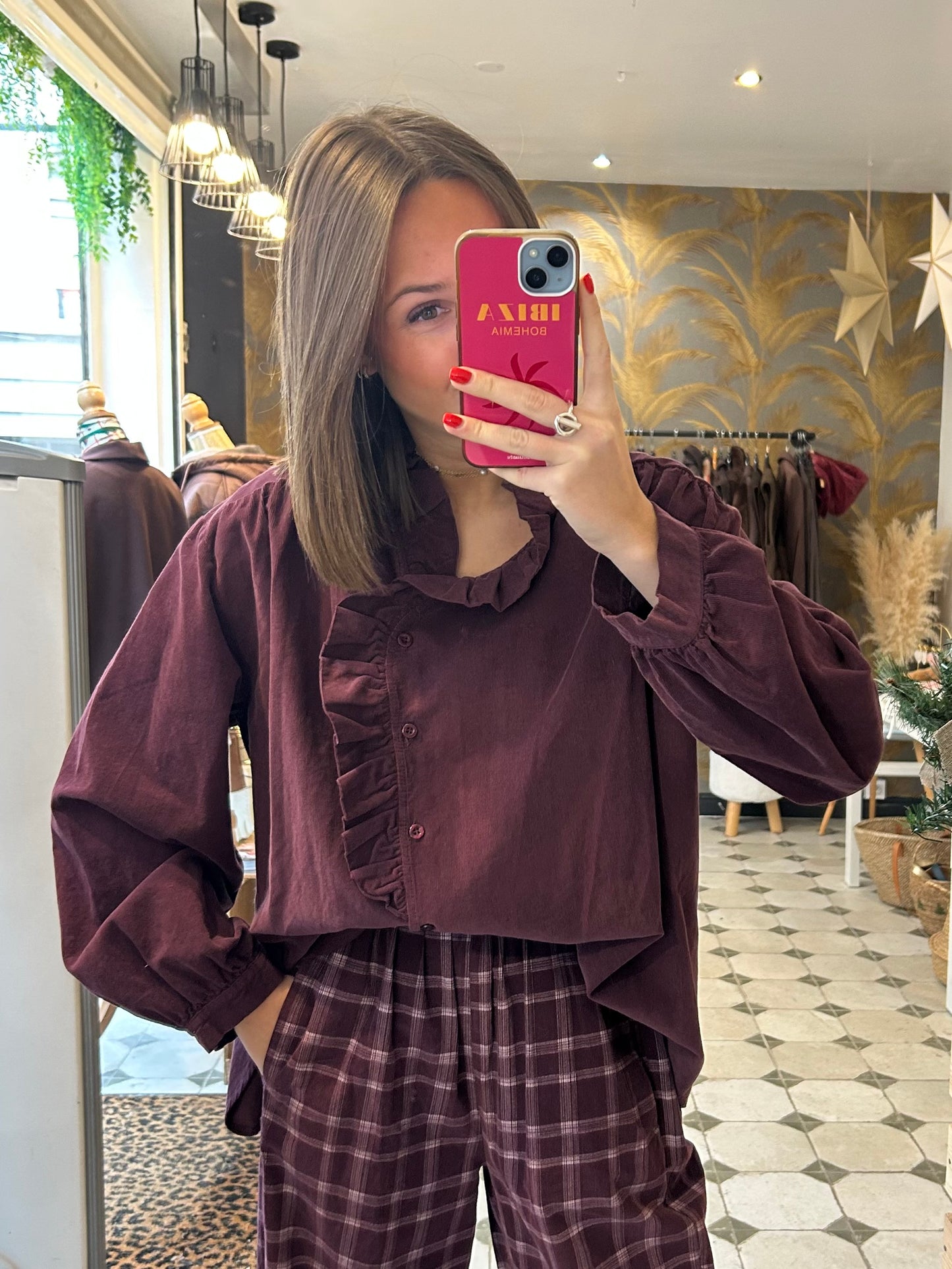 Blouse en velours Isabelle prune - Johanna Paris