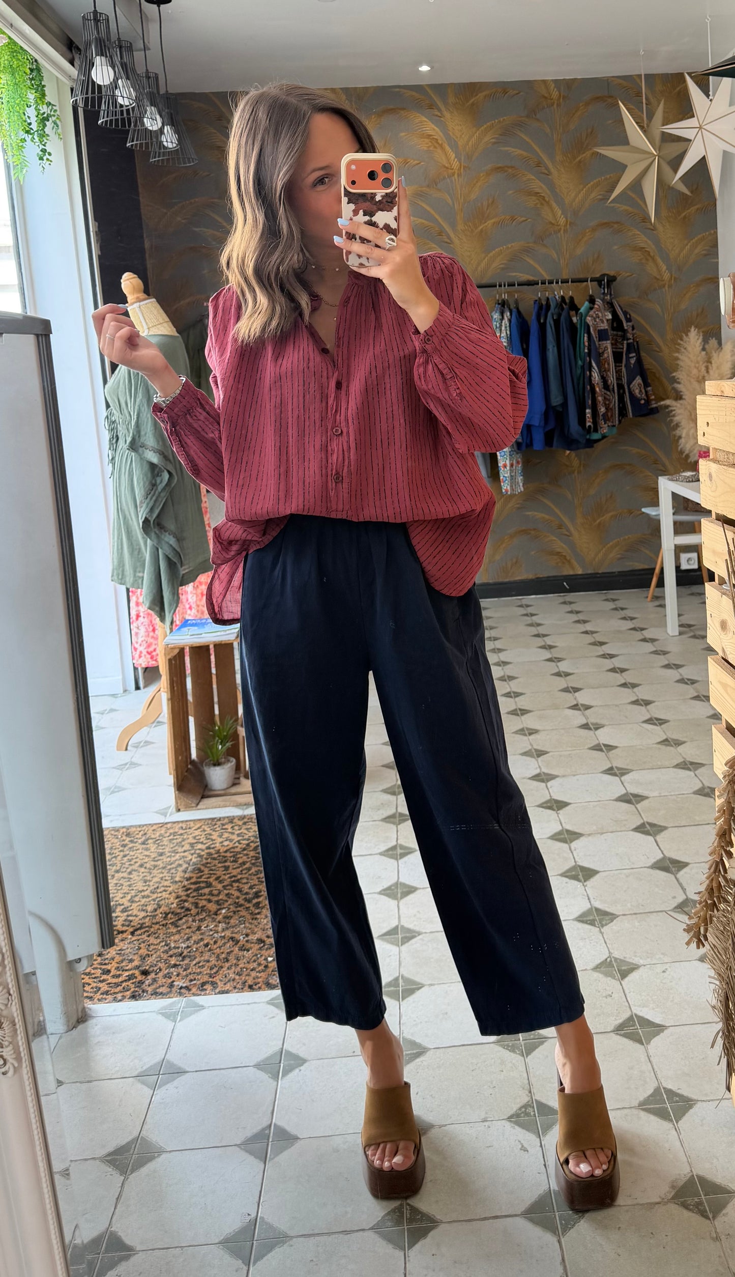 Pantalon Magique en toile mi-saison bleu marine - Johanna Paris