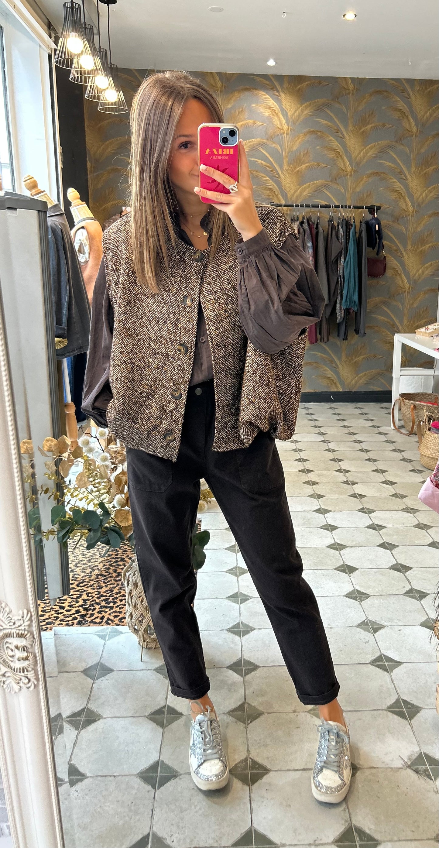 Gilet sans manches Albane chocolat - Johanna Paris