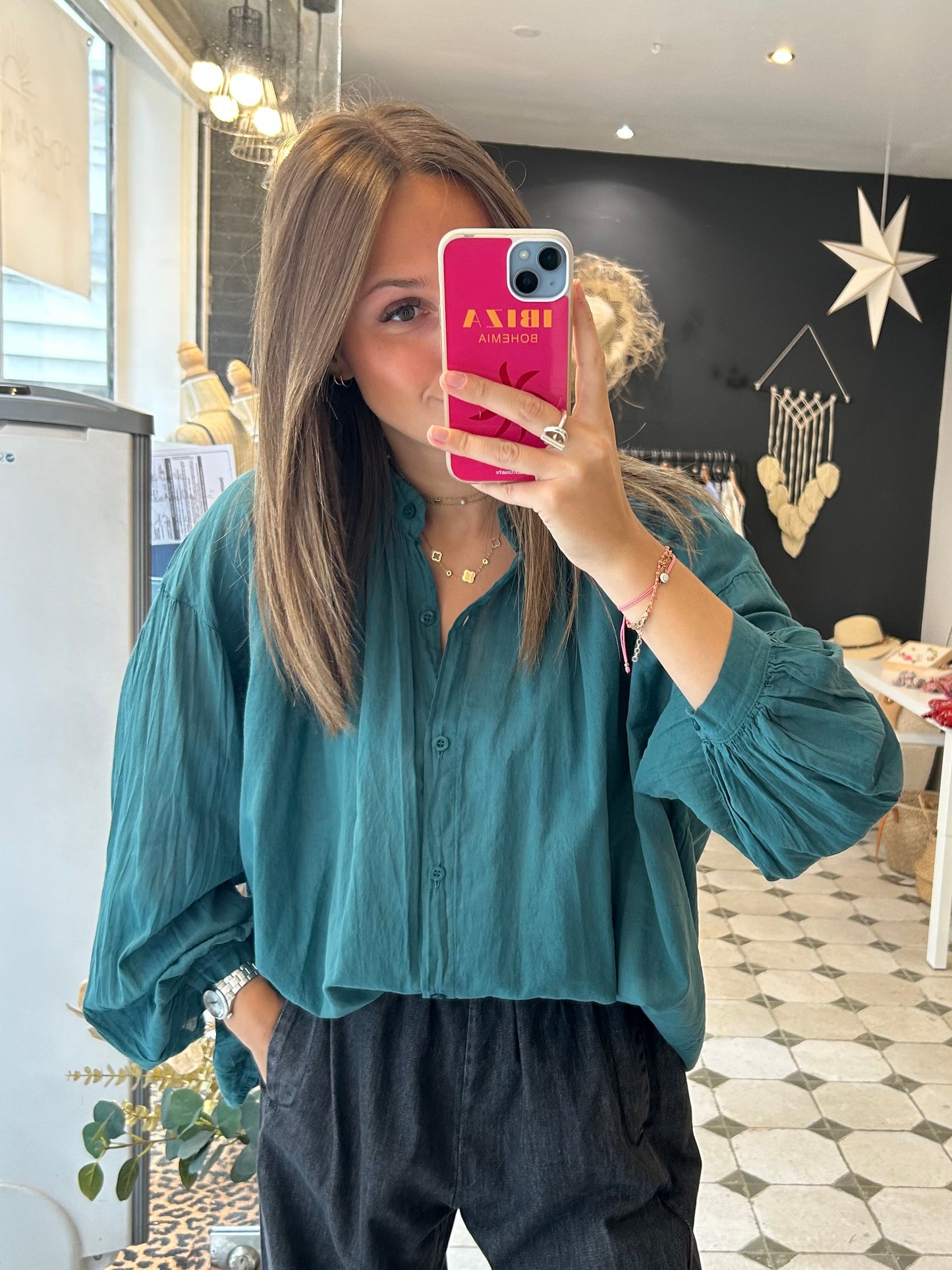 Chemise Clémentine bleu canard - Johanna Paris
