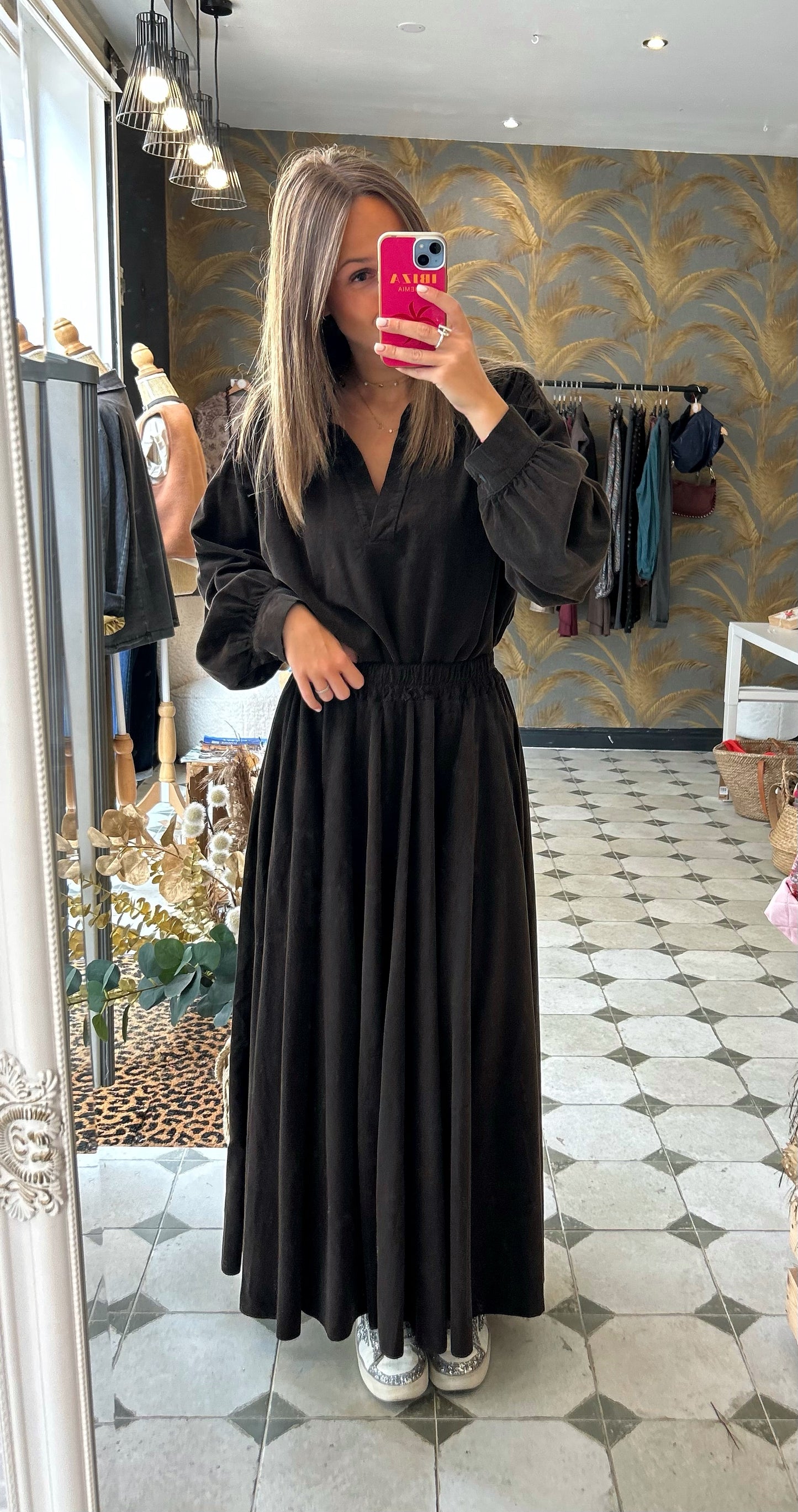 Blouse en velours Solène chocolat - Johanna Paris